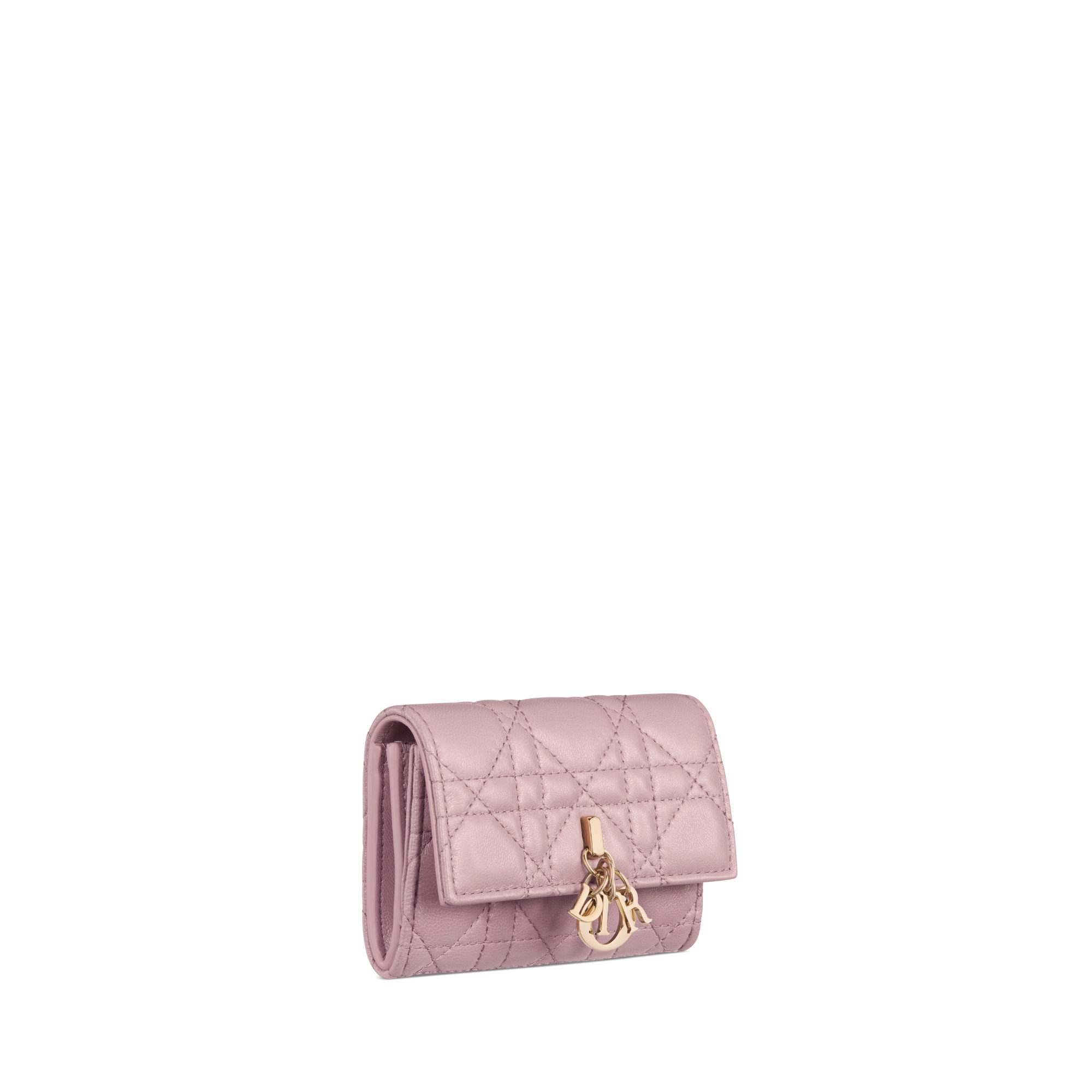 My Dior Glycine Wallet Peach Blossom Pink Pearlescent Cannage Lambskin E03