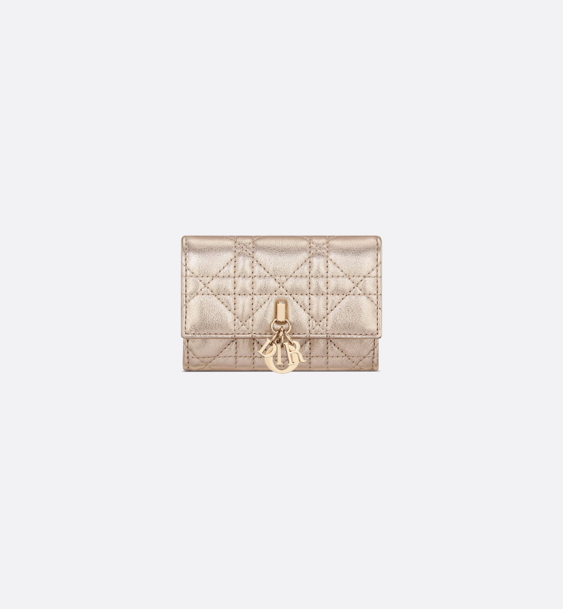 My Dior Glycine Wallet Metallic Gold-Tone Cannage Calfskin My Dior Glycine Wallet Metallic Gold-Tone Cannage Calfskin