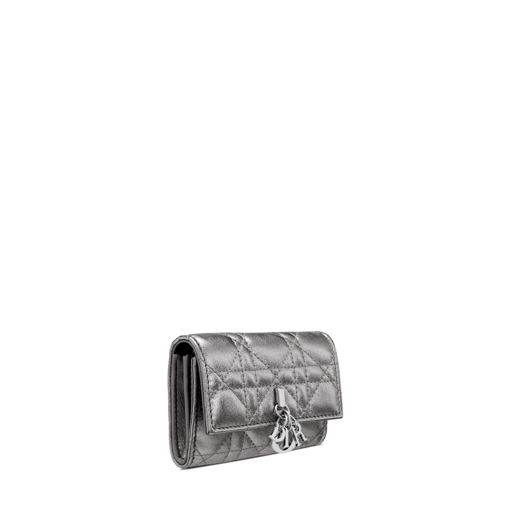 My Dior Glycine Wallet Metallic Silver-Tone Cannage Calfskin E03