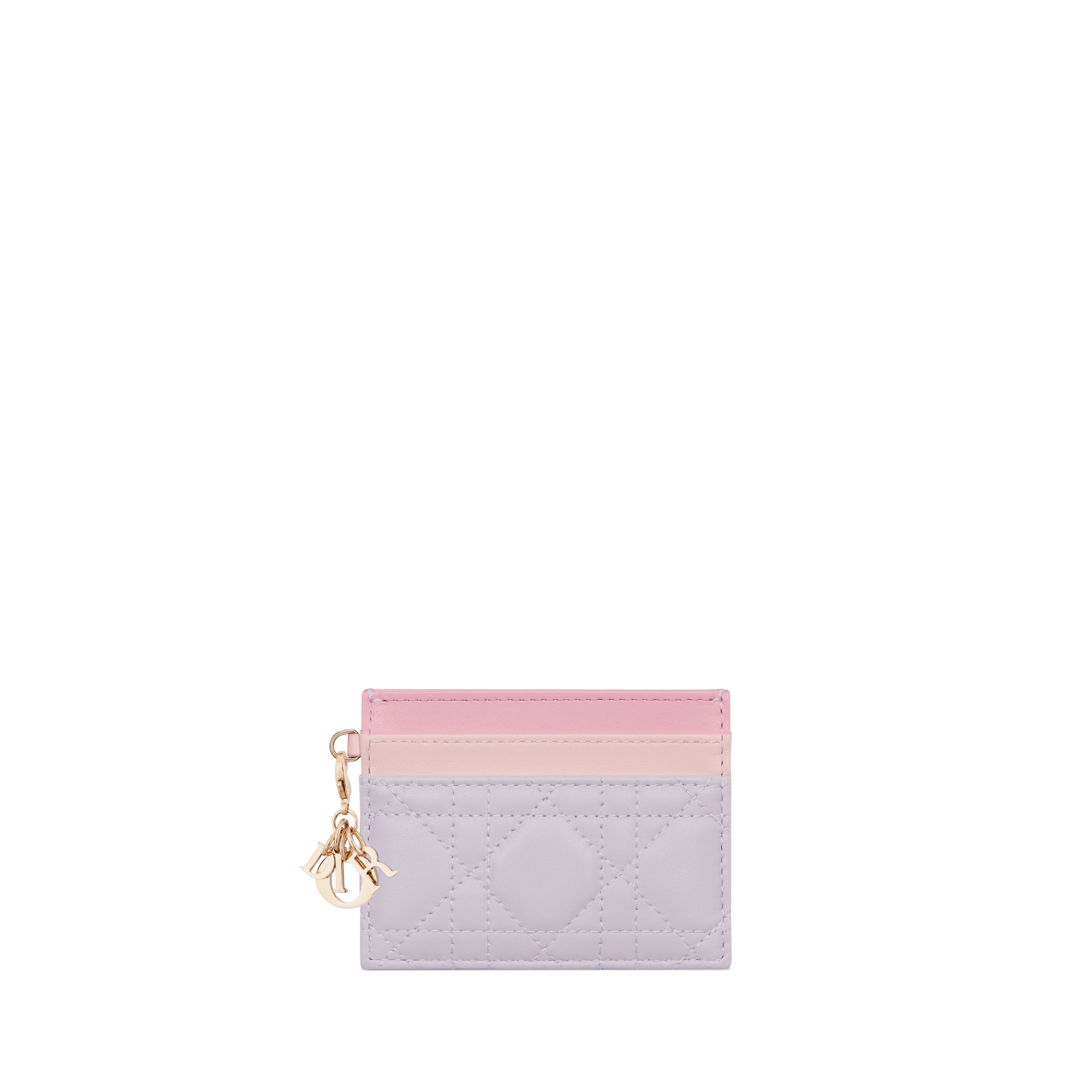 Lady Dior Freesia Card Holder Three-Tone Lilac, Pale Pink and Sweet Pink Cannage Lambskin E01