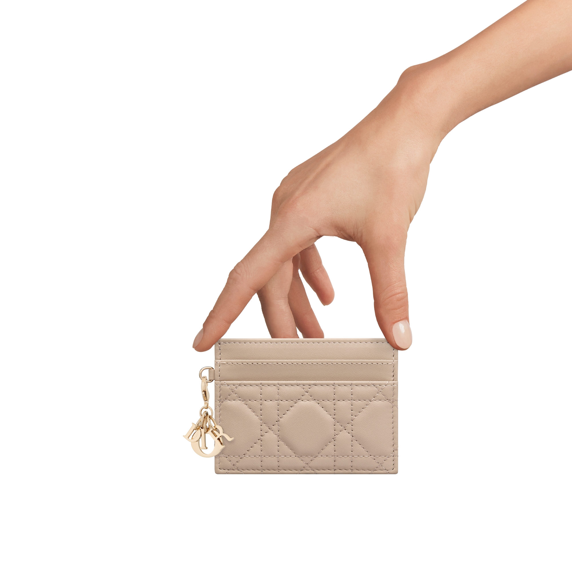 Lady Dior Freesia Card Holder Desert Taupe Cannage Lambskin E11