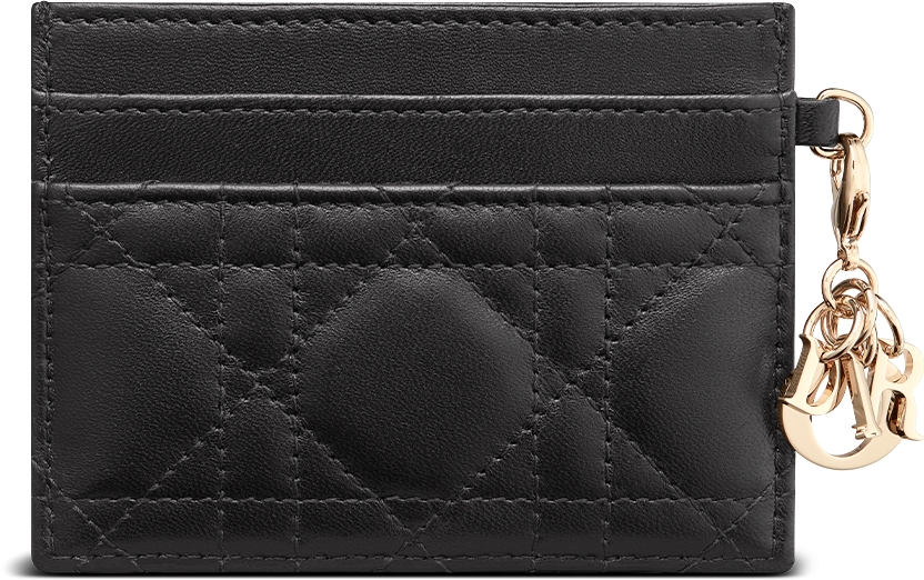 DIOR Lady Dior Freesia Card Holder Black Cannage Lambskin Women