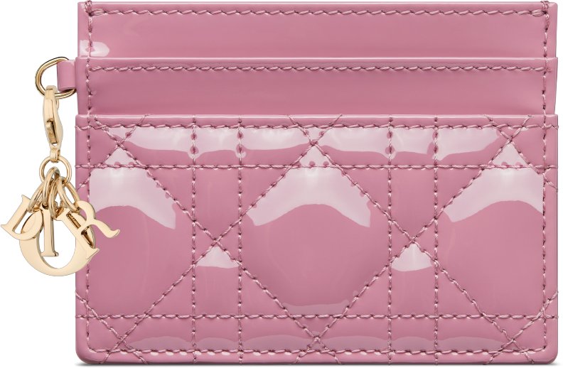 人気 ブランド チェック Lady | DIOR Dior パテントカーフスキン カナージュ カードホルダー Freesia 小物