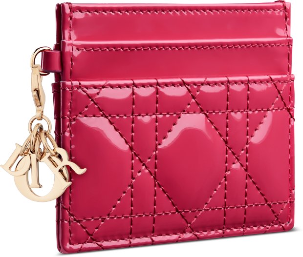 Lady Dior Freesia Card Holder Passion Pink Patent Cannage Calfskin DIOR