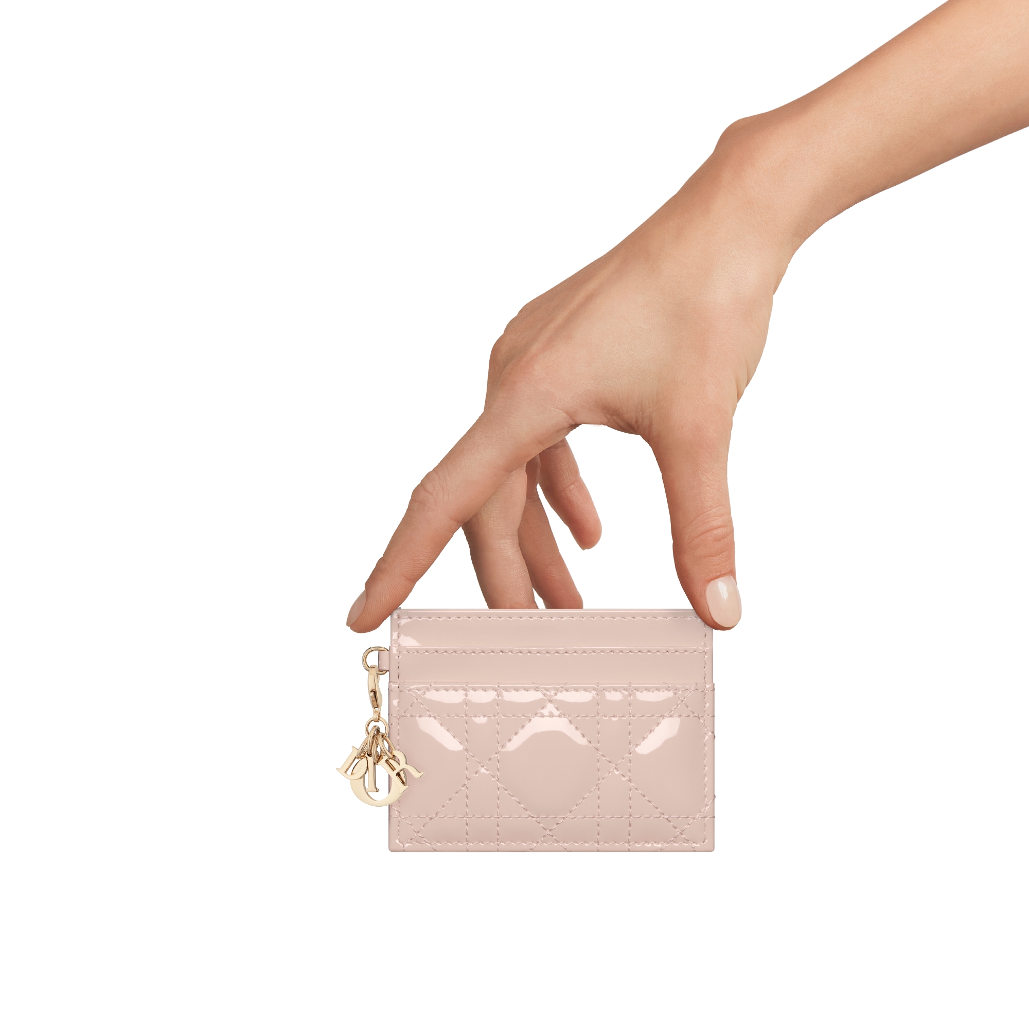 Lady Dior Freesia Card Holder Powder Pink Patent Cannage Calfskin E11