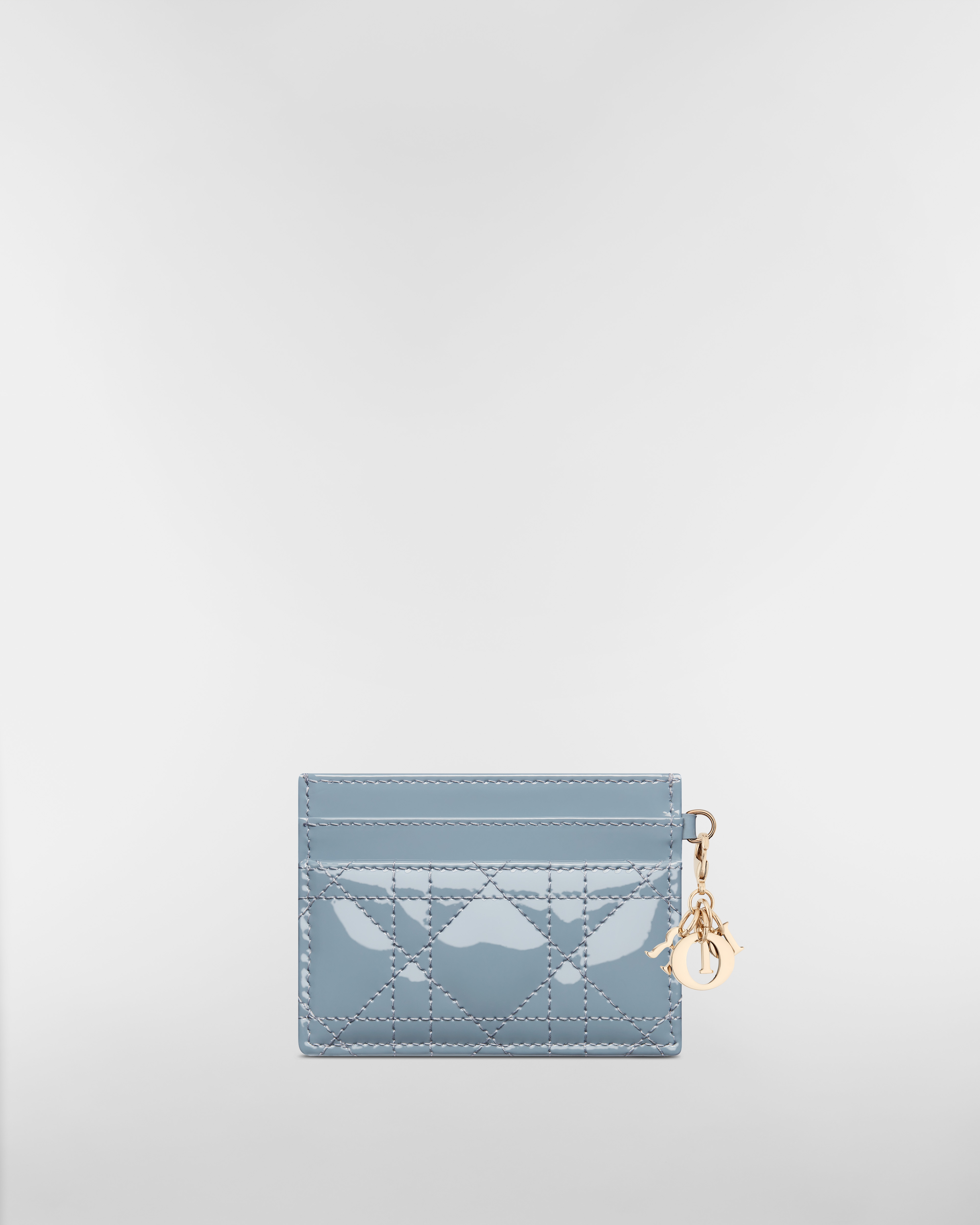 Lady Dior Freesia 카드 지갑 클라우드 블루 페이턴트 까나쥬 송아지 가죽 E08