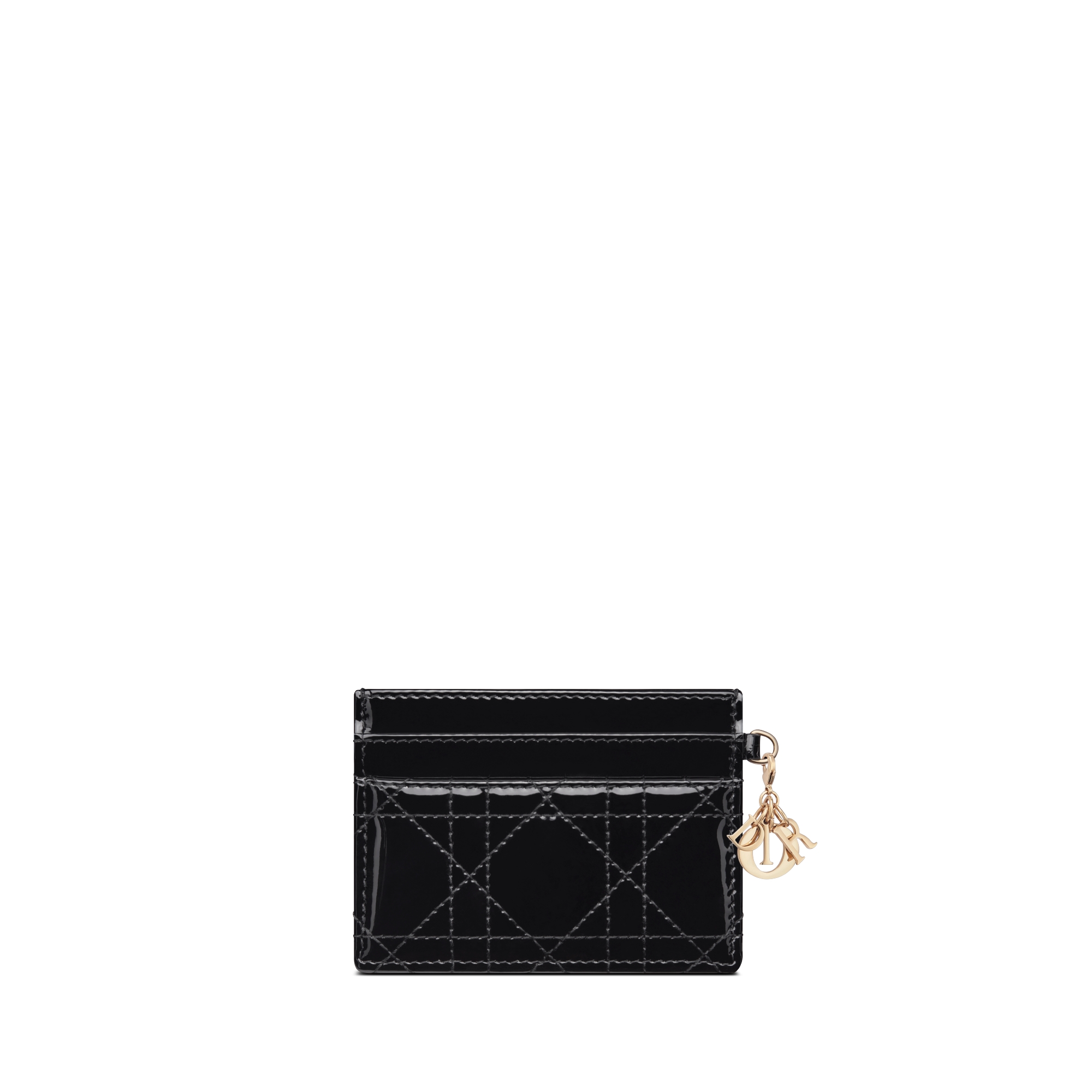 Lady Dior Freesia Card Holder Black Patent Cannage Calfskin E08