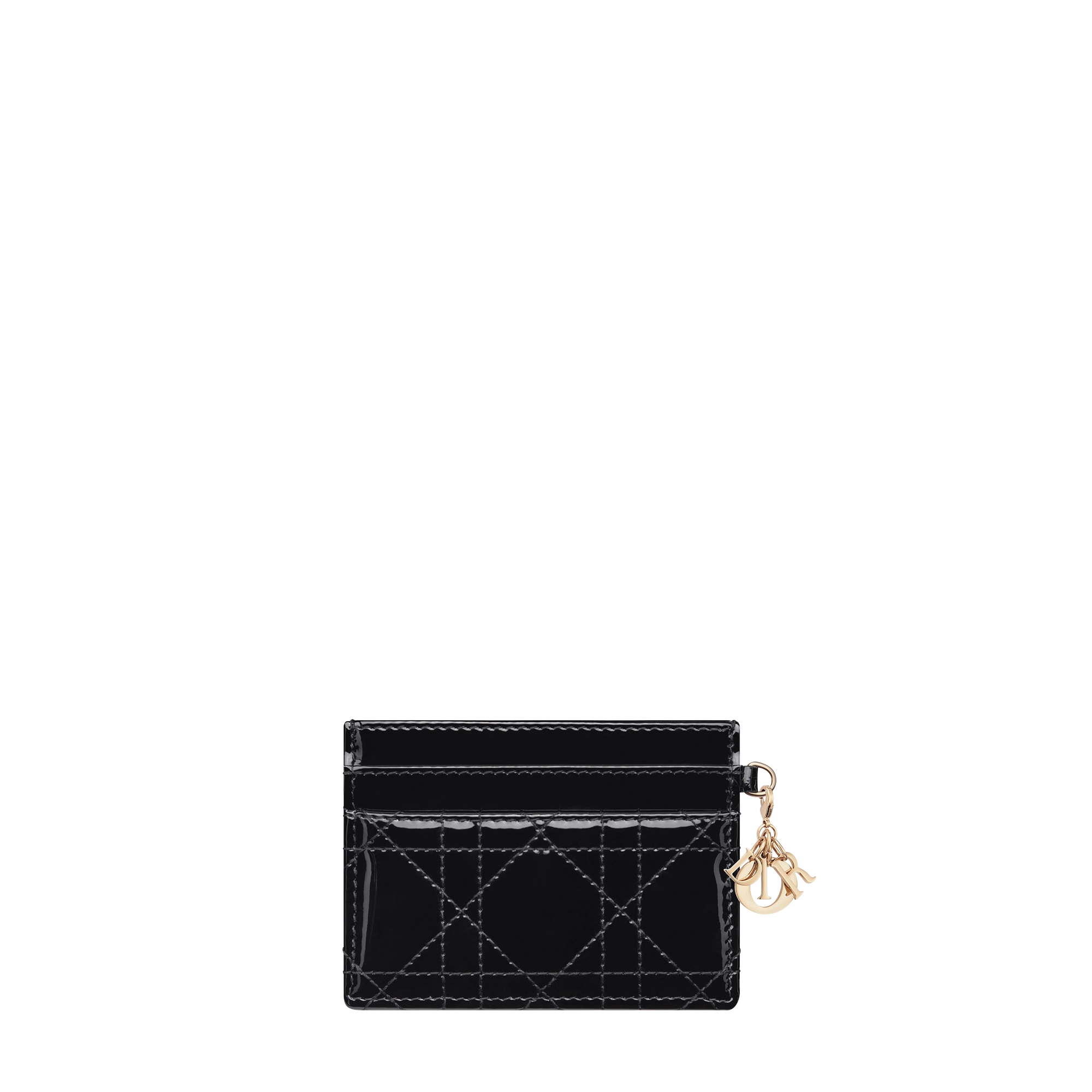 Lady Dior Freesia Card Holder Black Patent Cannage Calfskin E08
