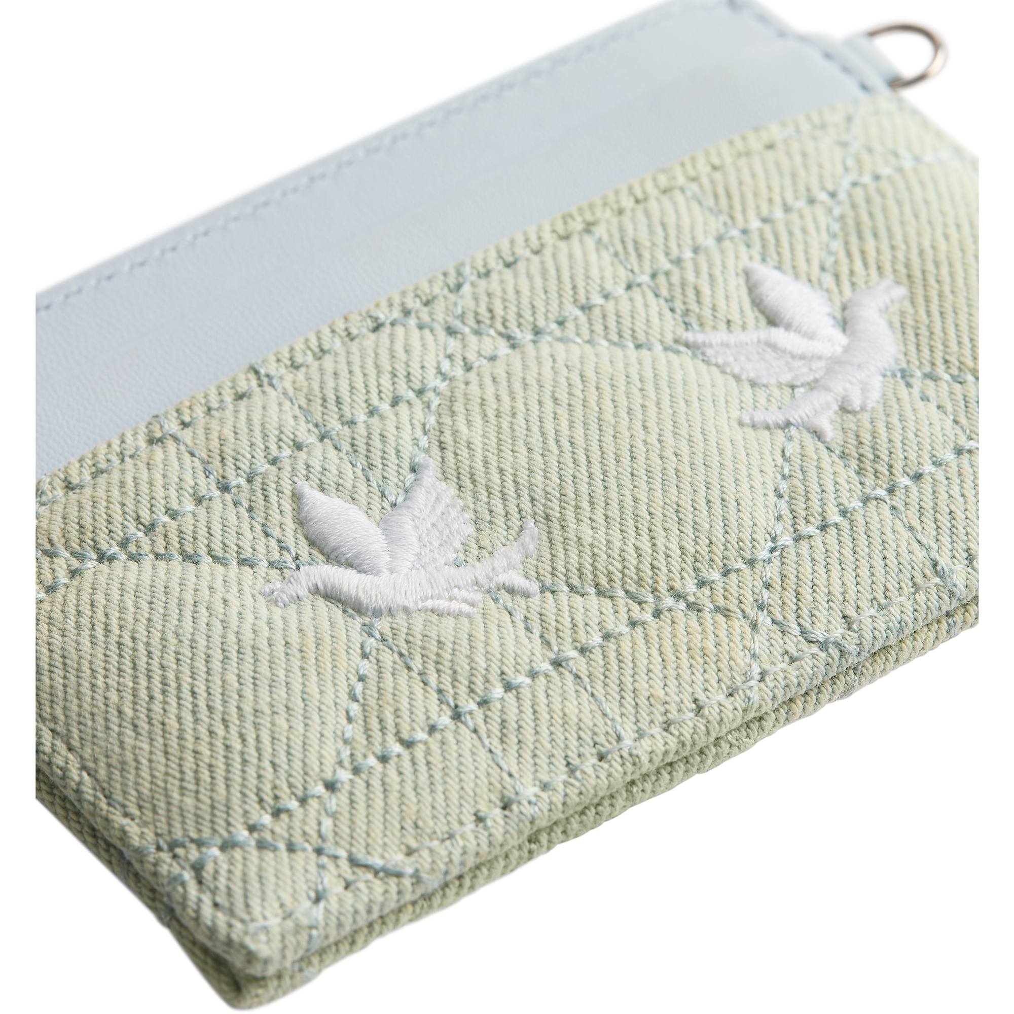 Dioramour Lady Dior Freesia Card Holder Blue Cannage Denim Embroidered with Multicolor Doves & Roses Motif E11