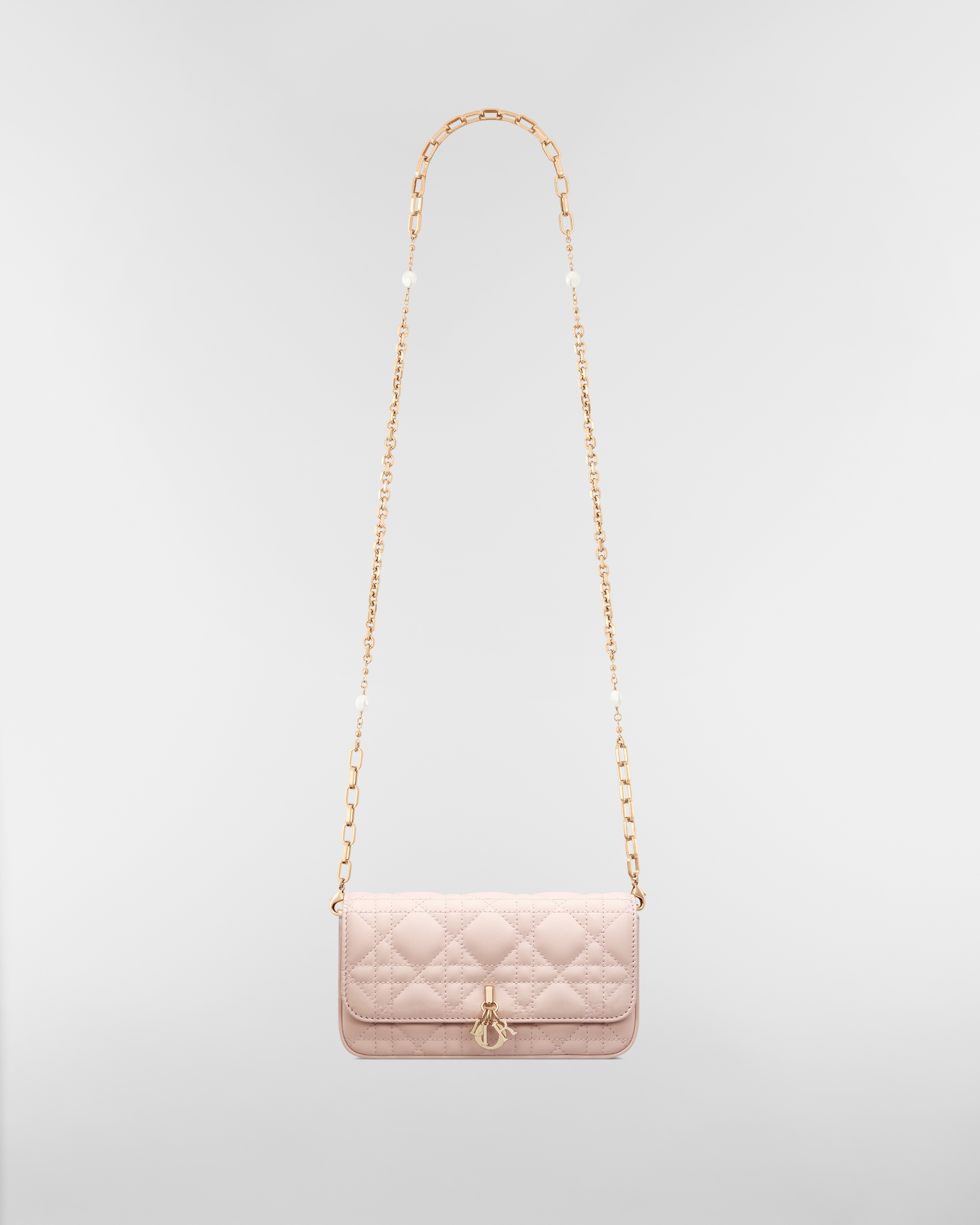 Pochette pour téléphone Dior Talk My Dior Cuir d'agneau Cannage rose poudre E07