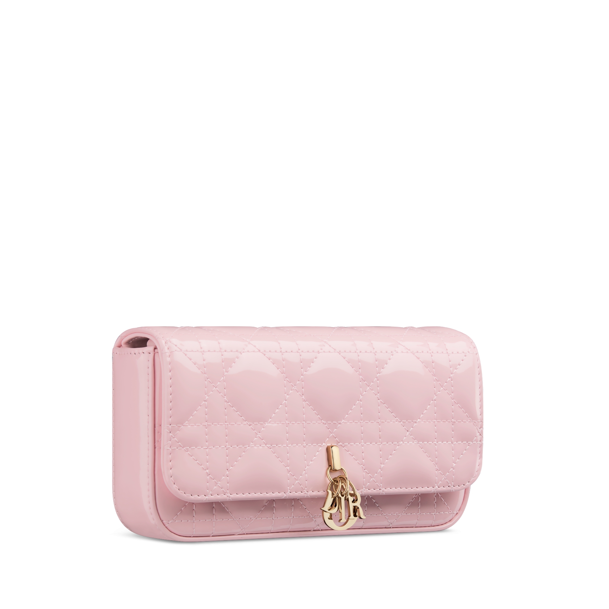 Pochette pour téléphone Dior Talk My Dior Cuir de veau Cannage verni rose fleur de cerisier E03