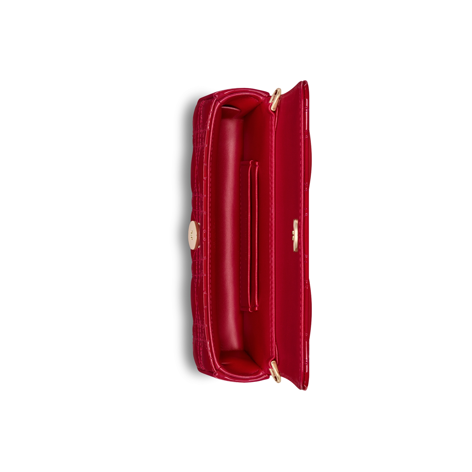 Pochette pour téléphone Dior Talk My Dior Cuir de veau Cannage verni rouge cerise E06