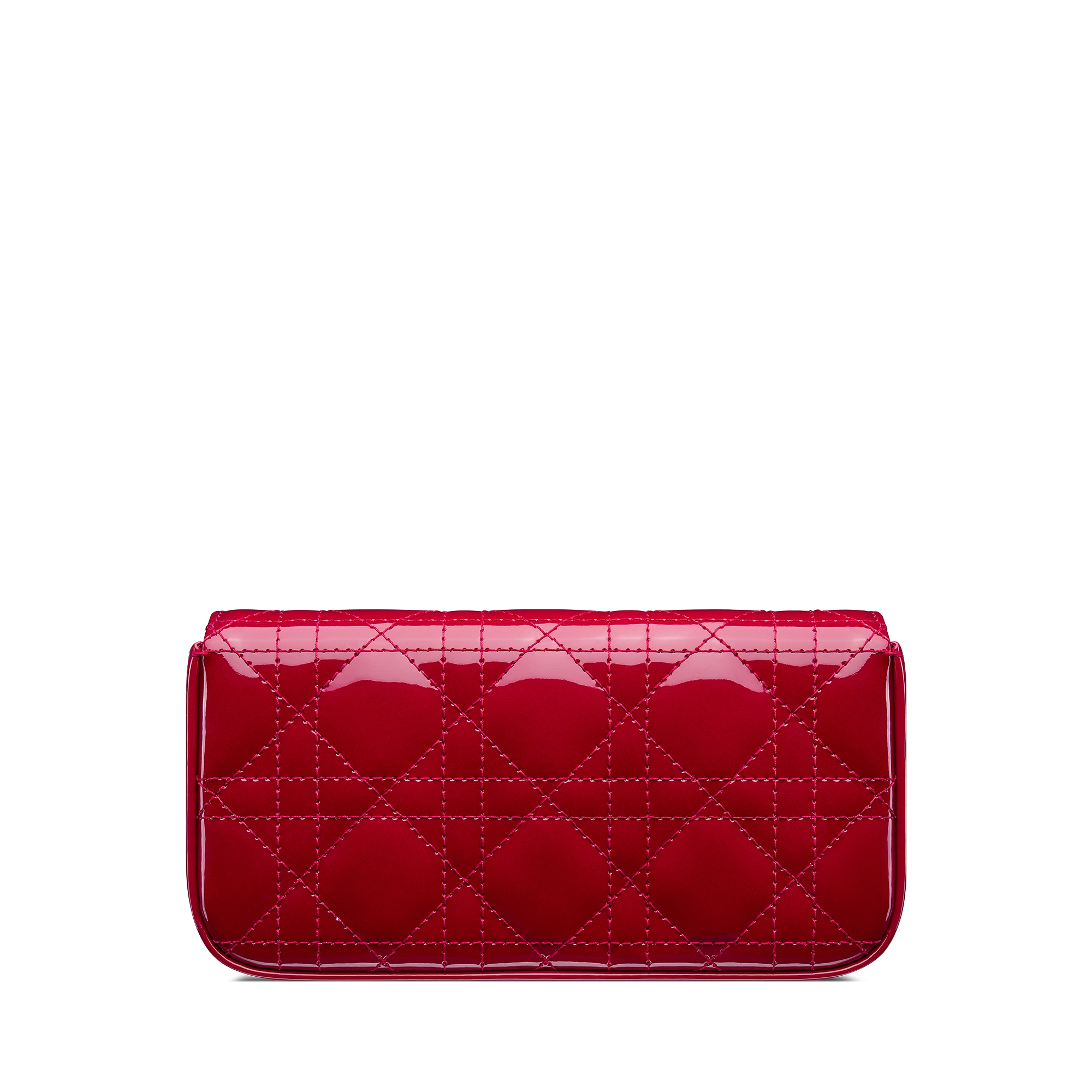 Pochette pour téléphone Dior Talk My Dior Cuir de veau Cannage verni rouge cerise E08