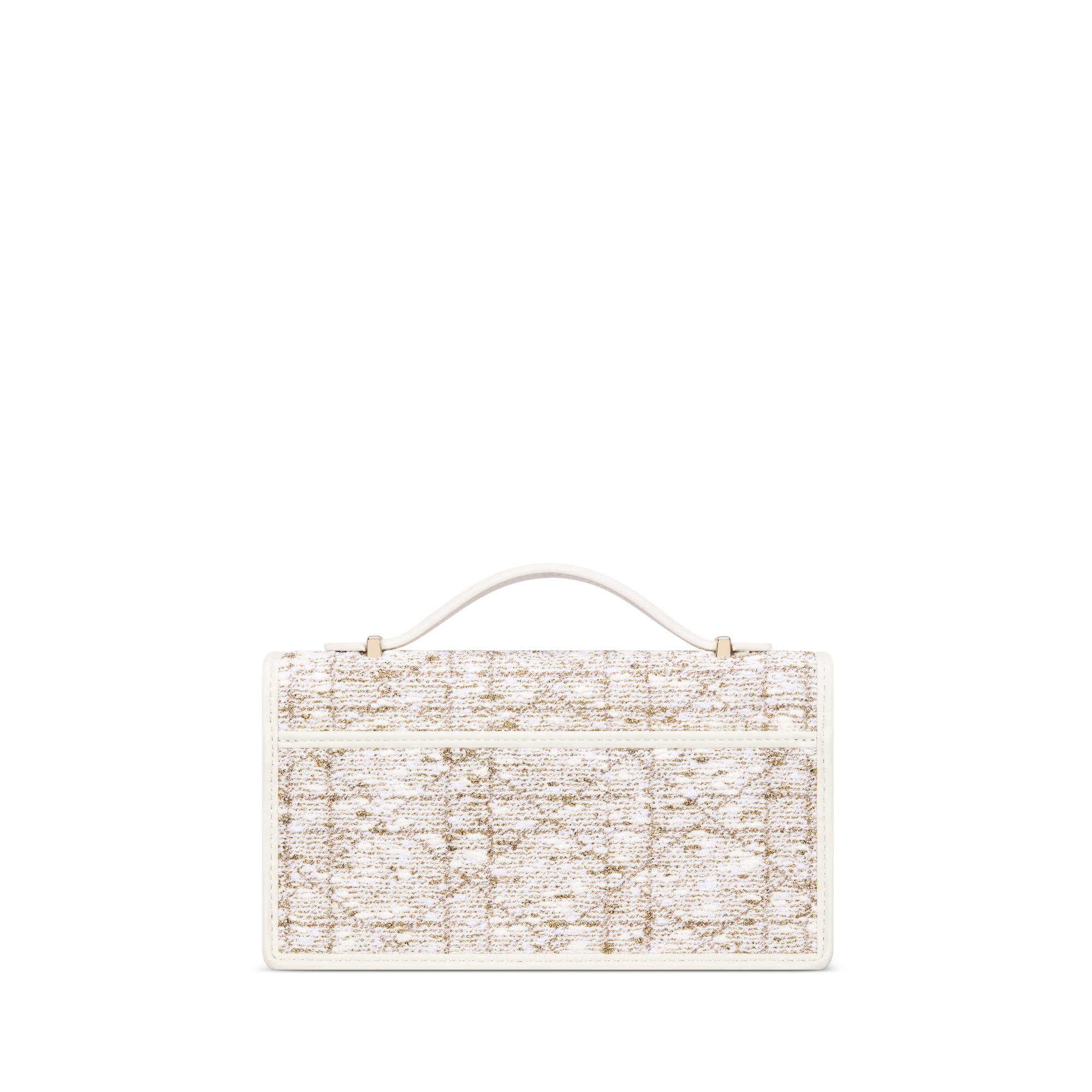 Dior Or My Dior 미니 백 화이트 트위드 & 골드 메탈릭 스레드 까나쥬 모티브 E08