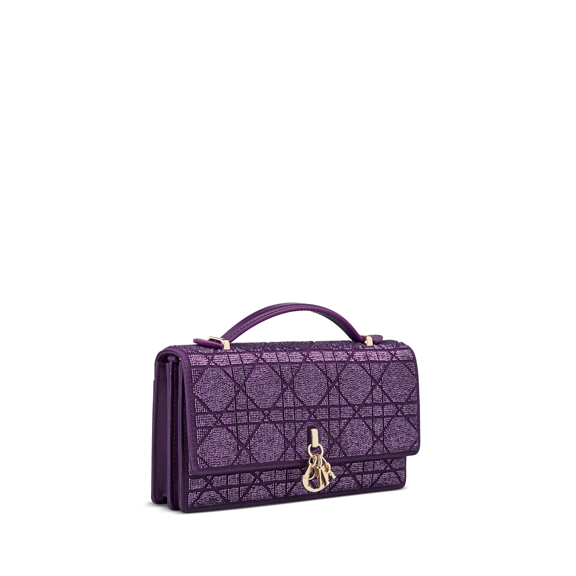 Miniborsa My Dior – Dior Or Cotone con ricamo Cannage in microperle porpora E03