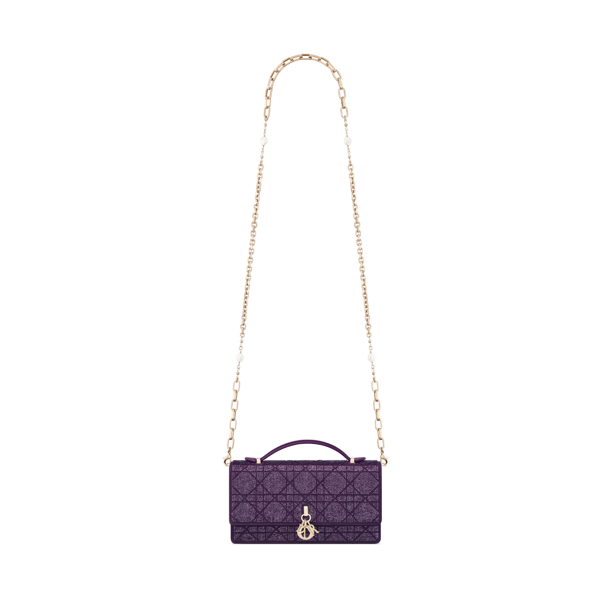 Miniborsa My Dior – Dior Or Cotone con ricamo Cannage in microperle porpora E07