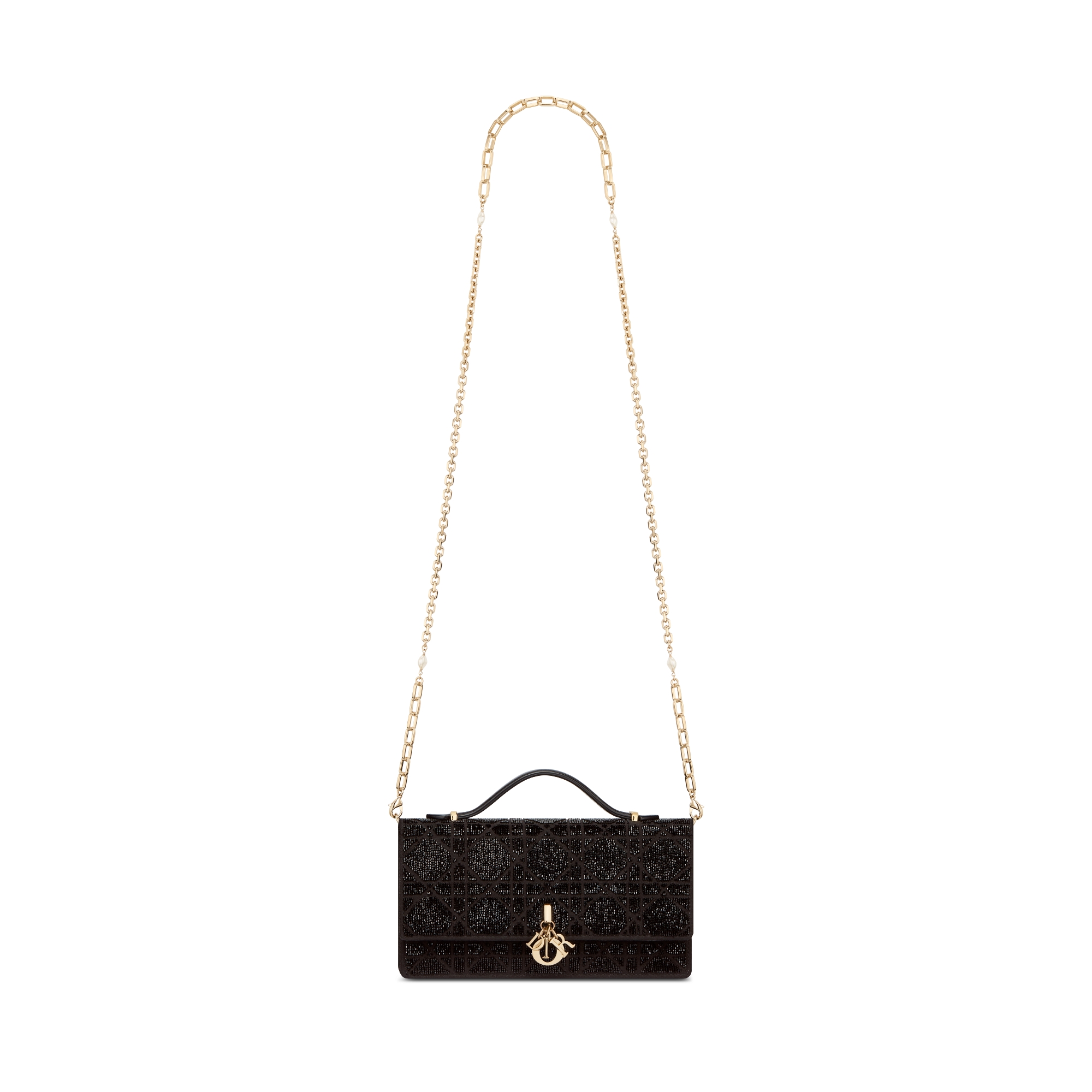 My Dior Minitasche Bestickte Cannage Baumwolle mit Mikroperlen in Schwarz E07