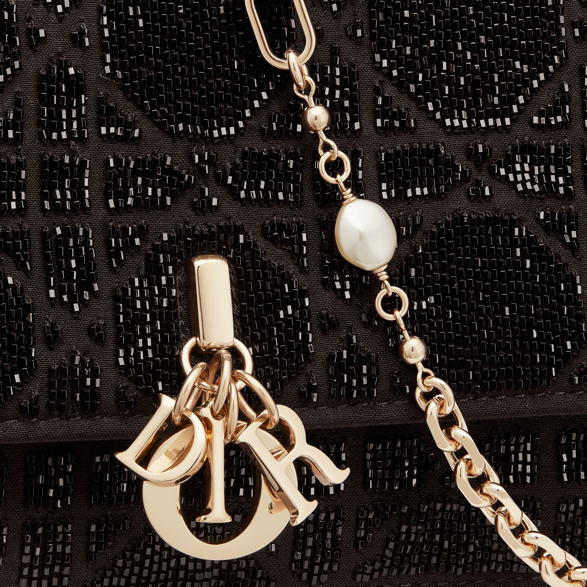 My Dior Minitasche Bestickte Cannage Baumwolle mit Mikroperlen in Schwarz E09