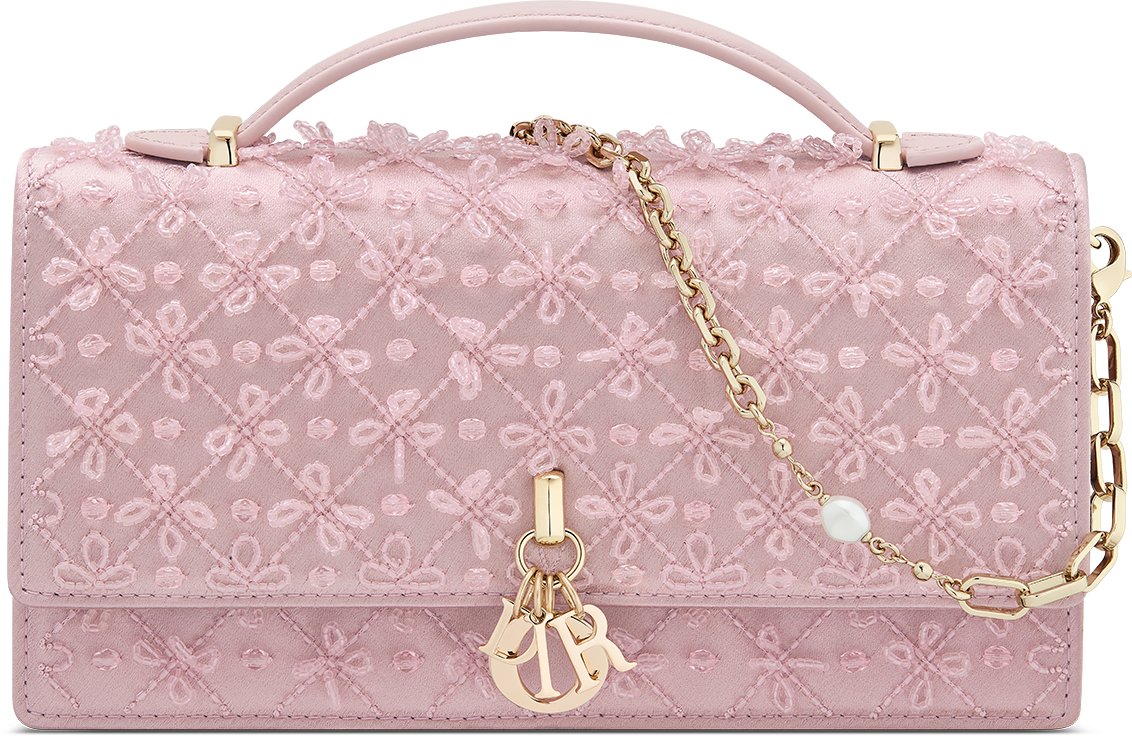 My Dior Mini Bag Pink Satin Embroidered with Beads | DIOR