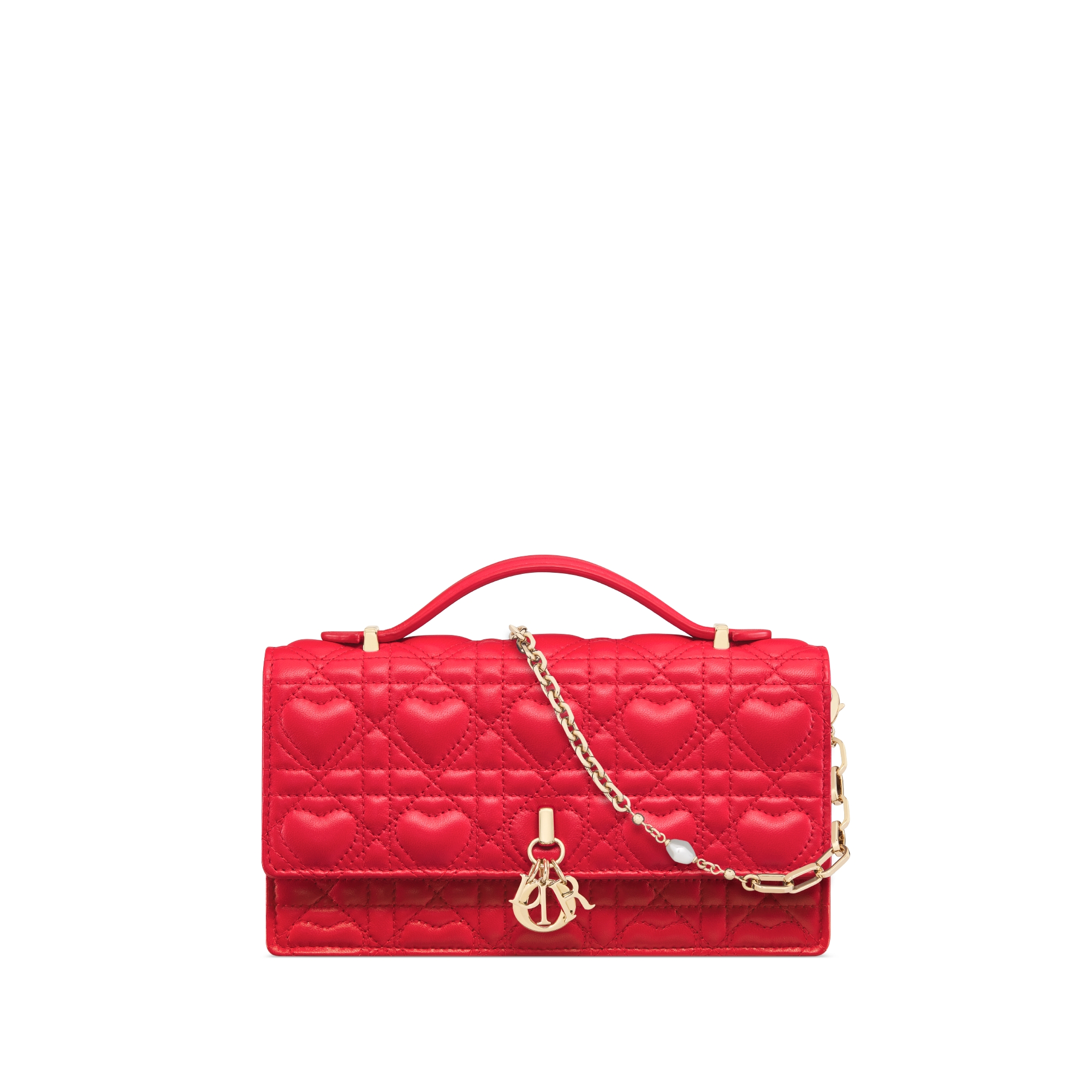 My Dior Mini Bag Monsignore Red Cannage Lambskin with Heart Motif E01