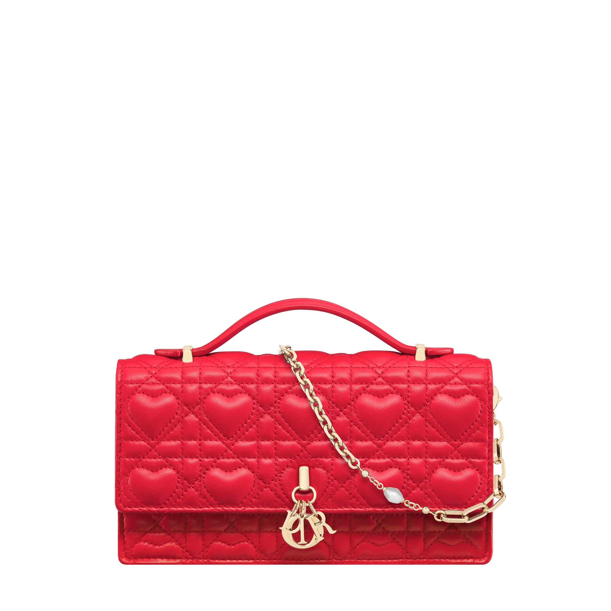  Monsignore Red Cannage Lambskin with Heart Motif