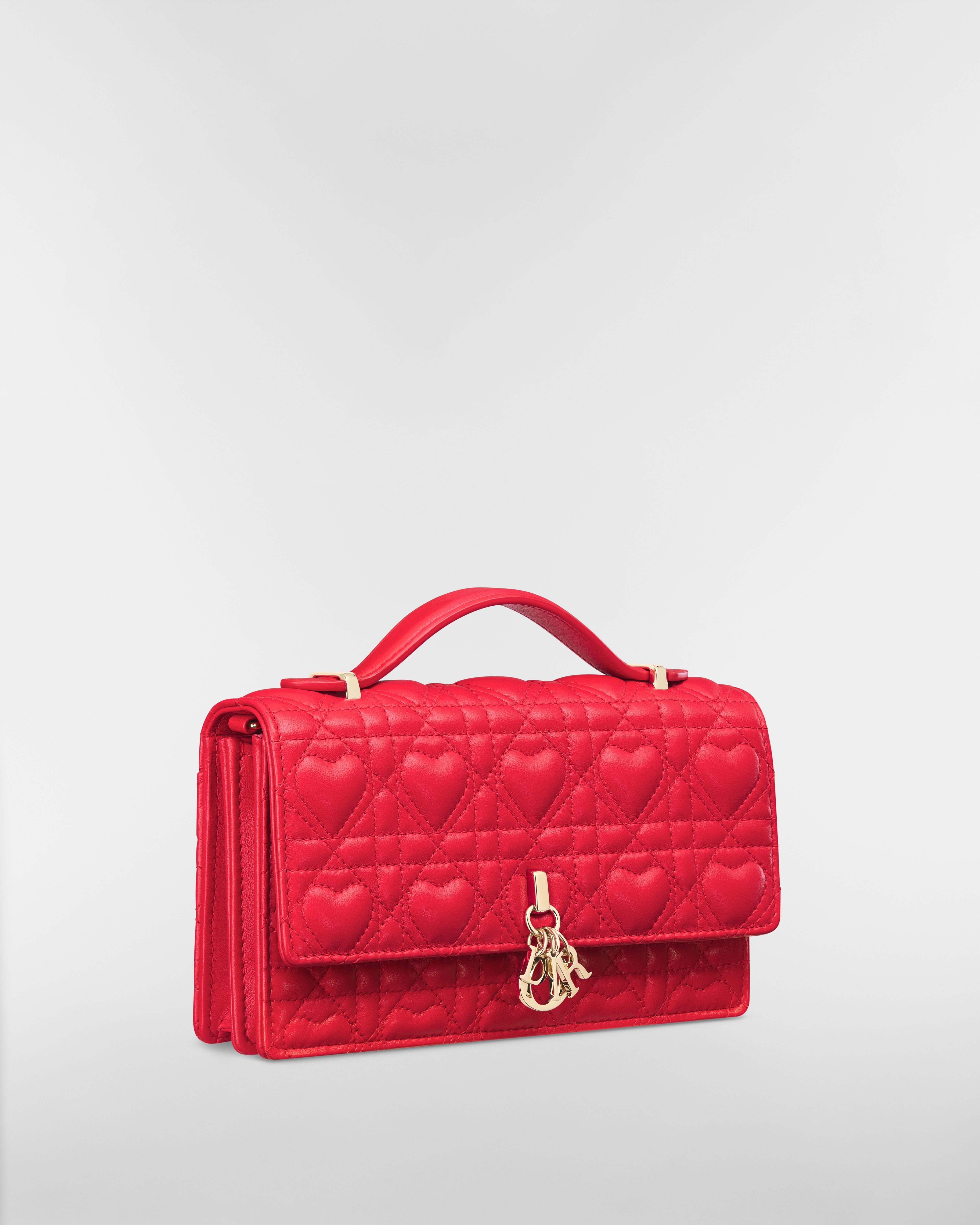 My Dior Mini Bag Monsignore Red Cannage Lambskin with Heart Motif E03