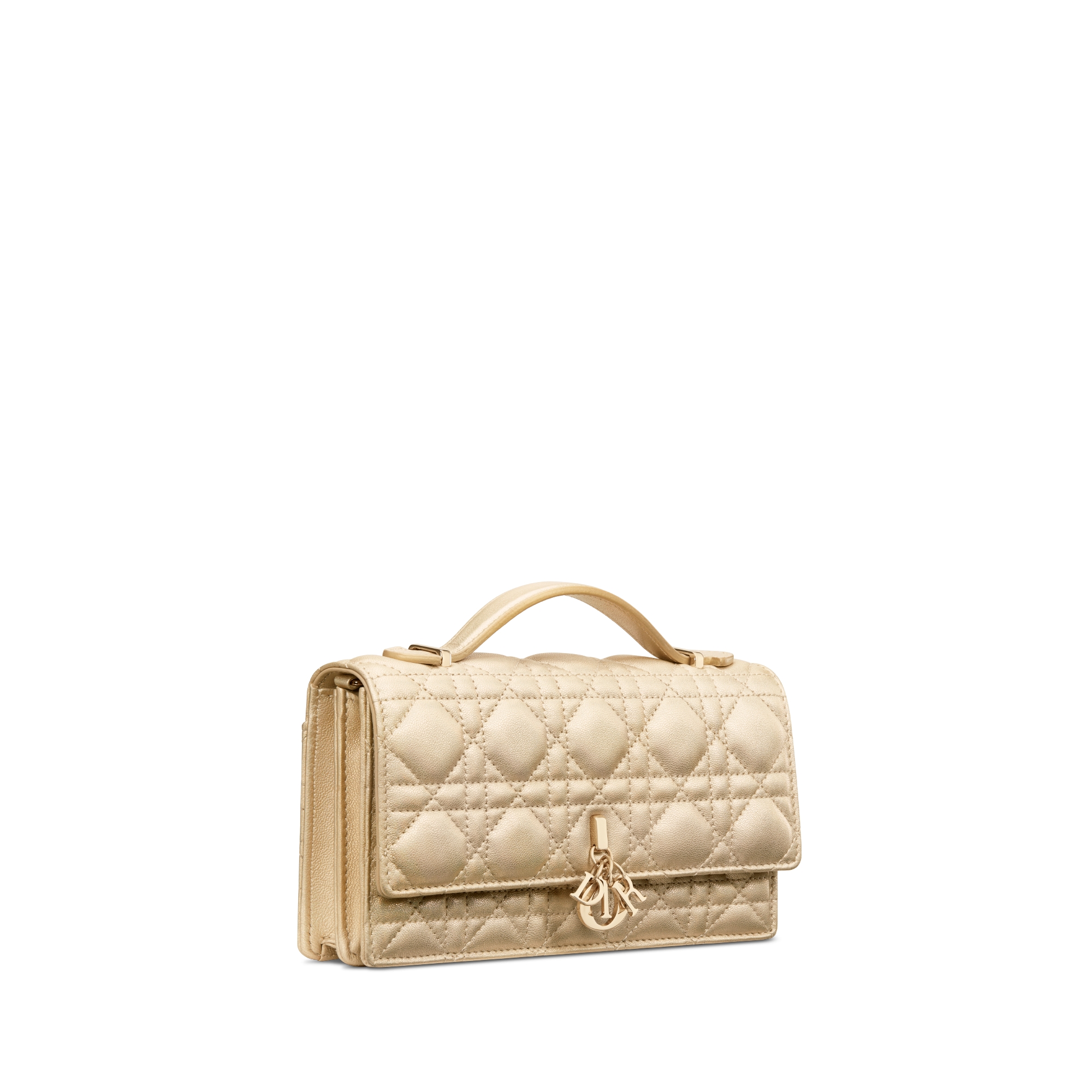 Dior Or My Dior 迷你包 霓彩金屬金色 Cannage 籐格紋羊皮 E03