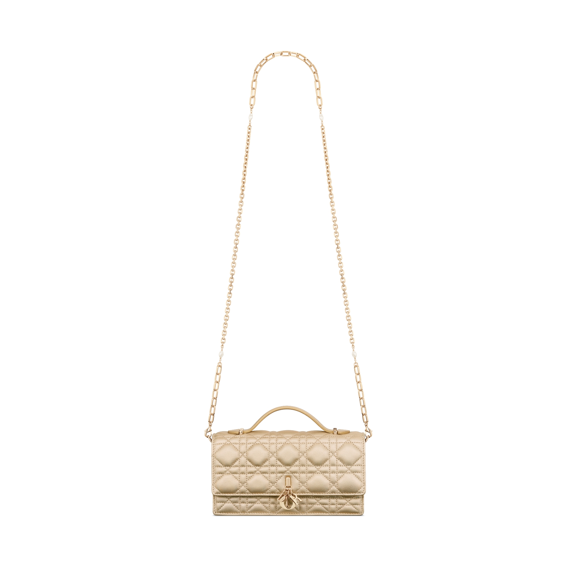 Dior Or My Dior 迷你包 霓彩金屬金色 Cannage 籐格紋羊皮 E07