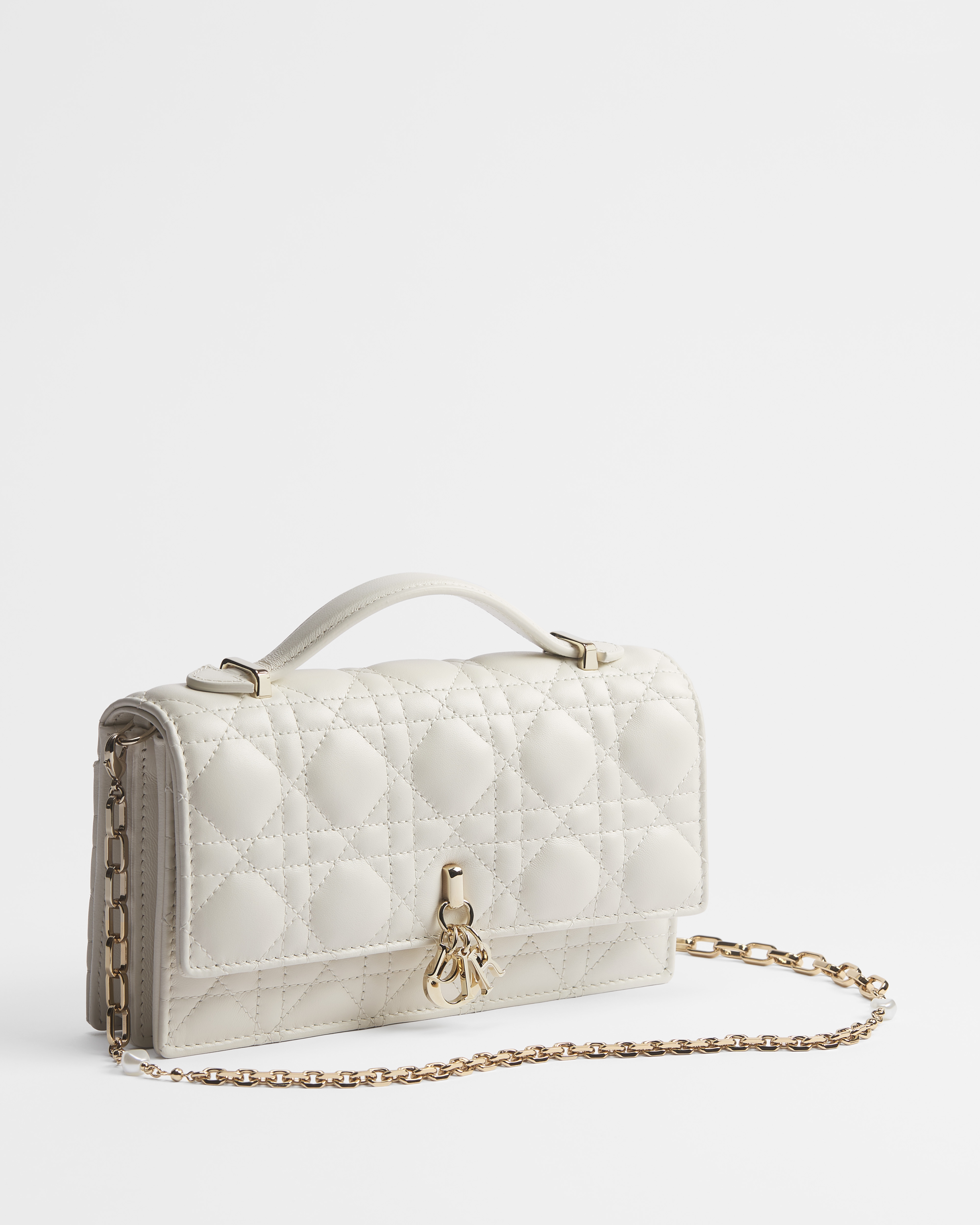 My Dior 迷你包 奶白色 Cannage 籐格紋羊皮 E03