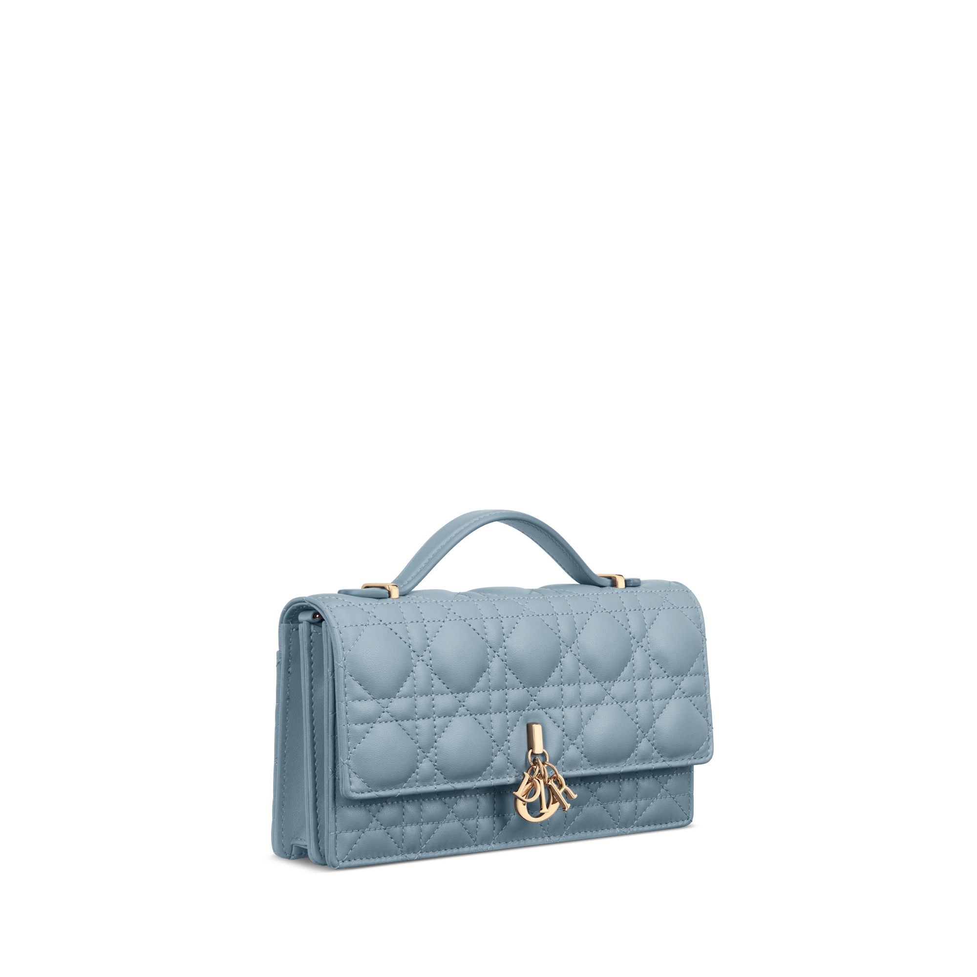 My Dior-minitas Wolkenblauw lamsleer met Cannage-motief E03