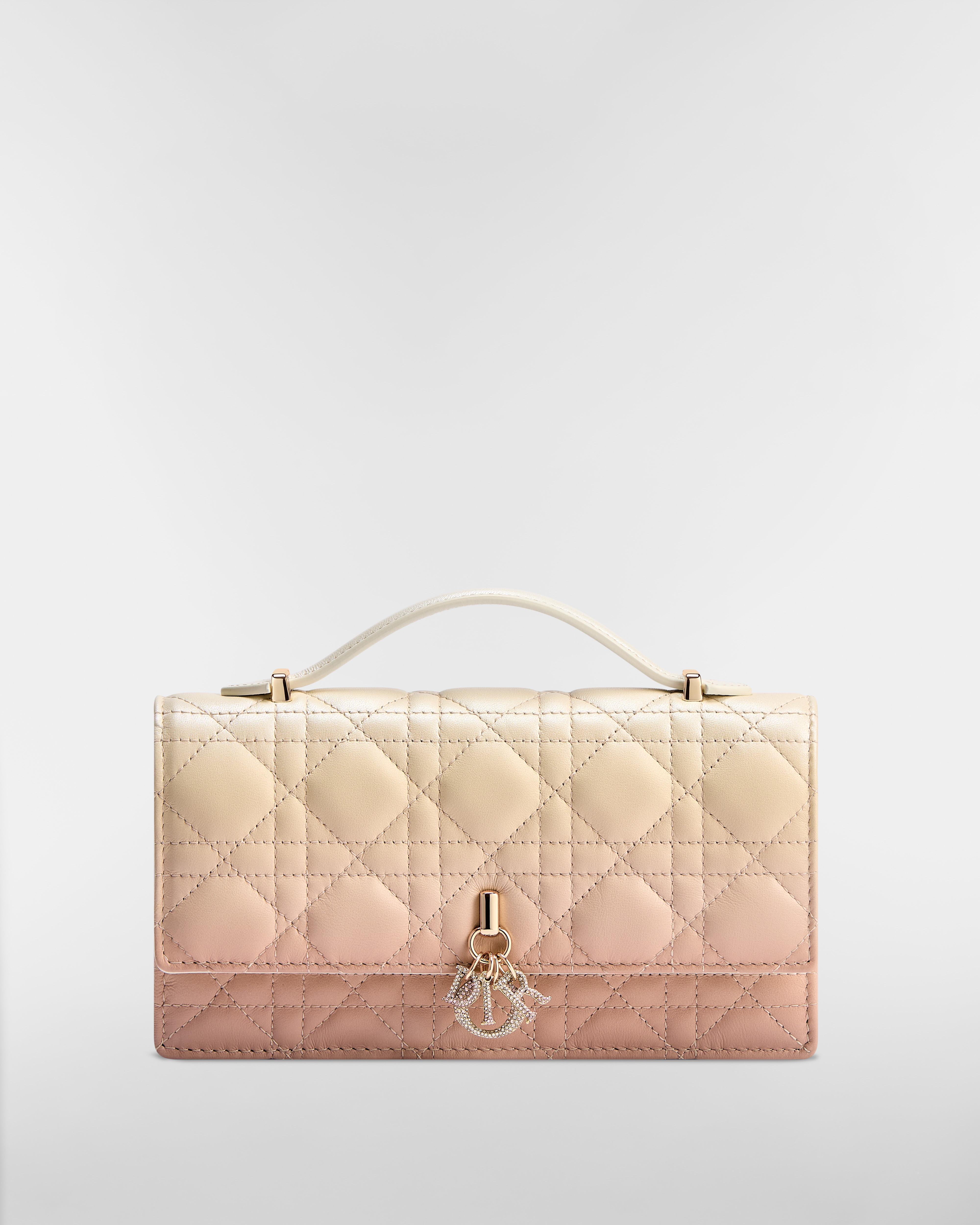 Mini sac My Dior Cuir d'agneau Cannage dégradé rose et couleur latte E01