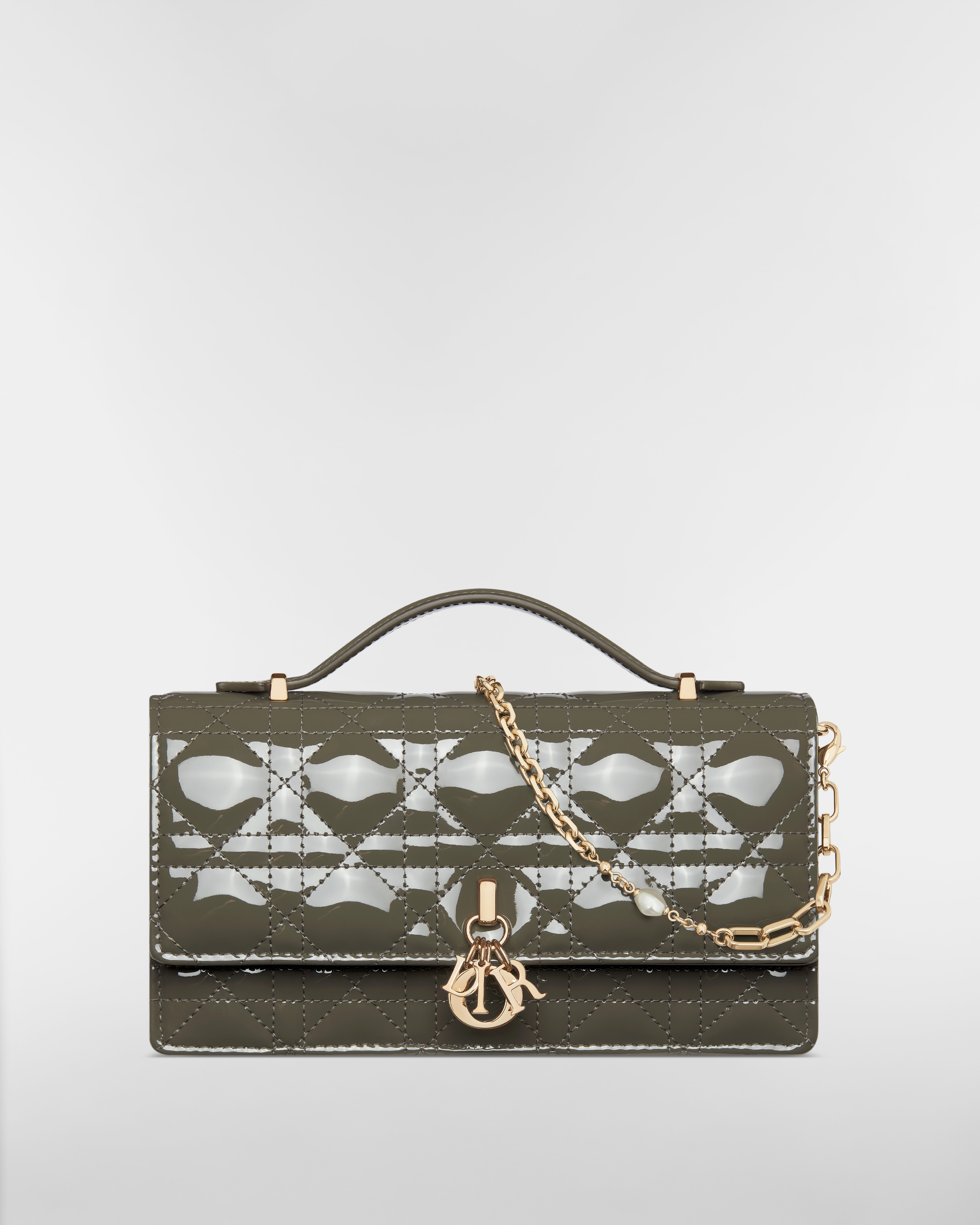 Miniborsa My Dior Pelle di vitello verniciata Cannage verde talpa E01