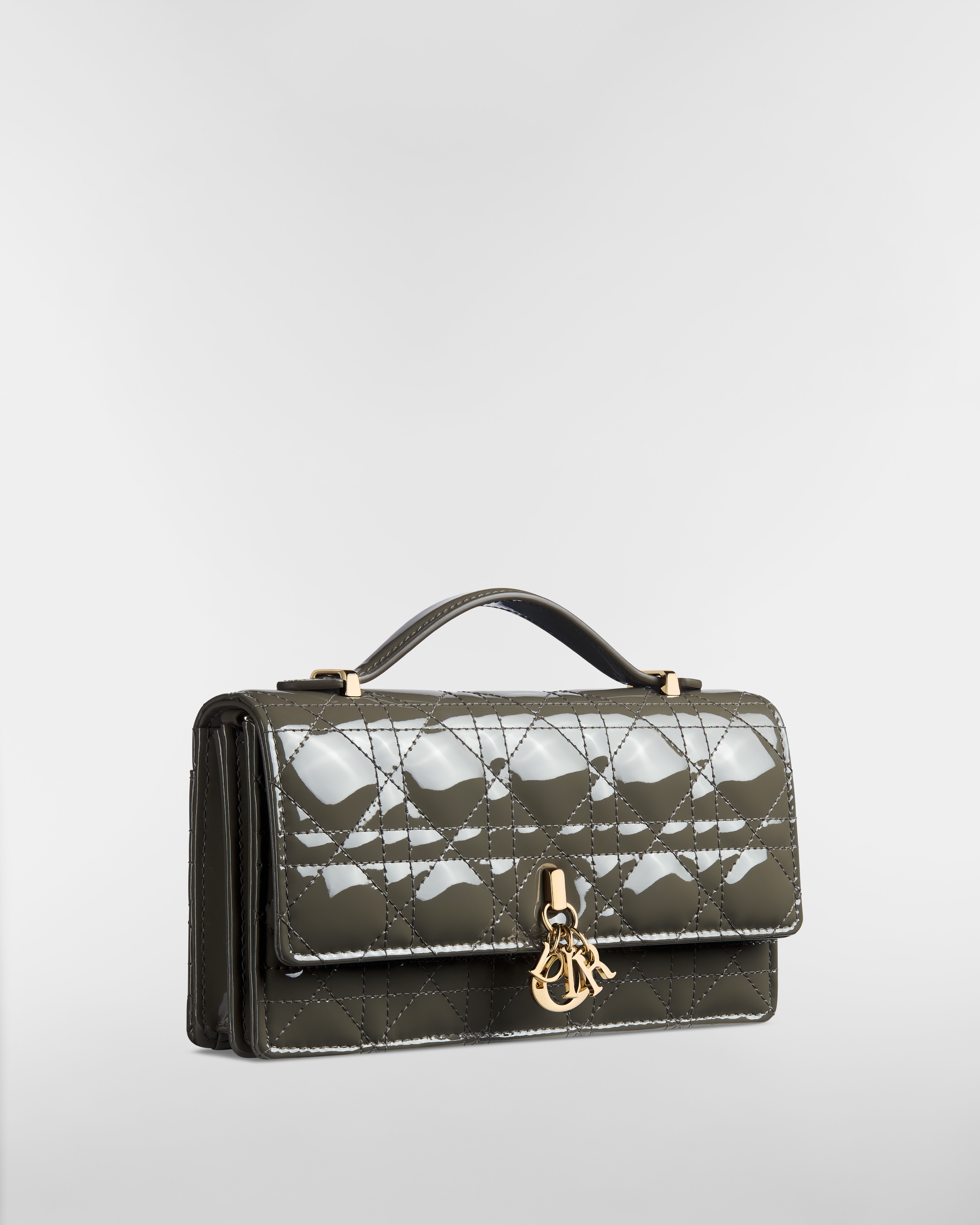 Miniborsa My Dior Pelle di vitello verniciata Cannage verde talpa E03