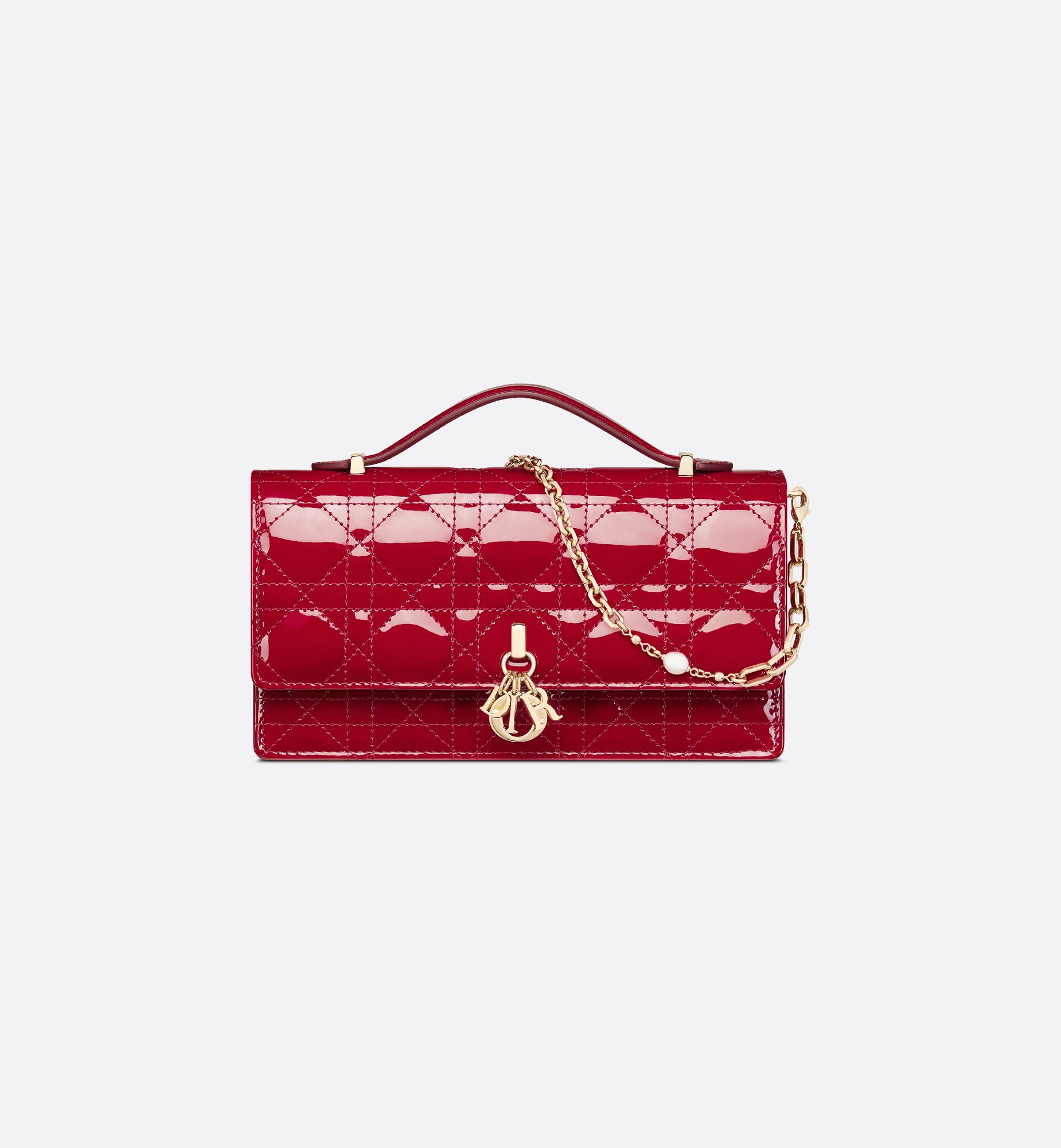 Small Lady D-Joy Bag Cherry Red Patent Cannage Calfskin | DIOR Small Lady D-Joy Bag Cherry Red Patent Cannage Calfskin | DIOR