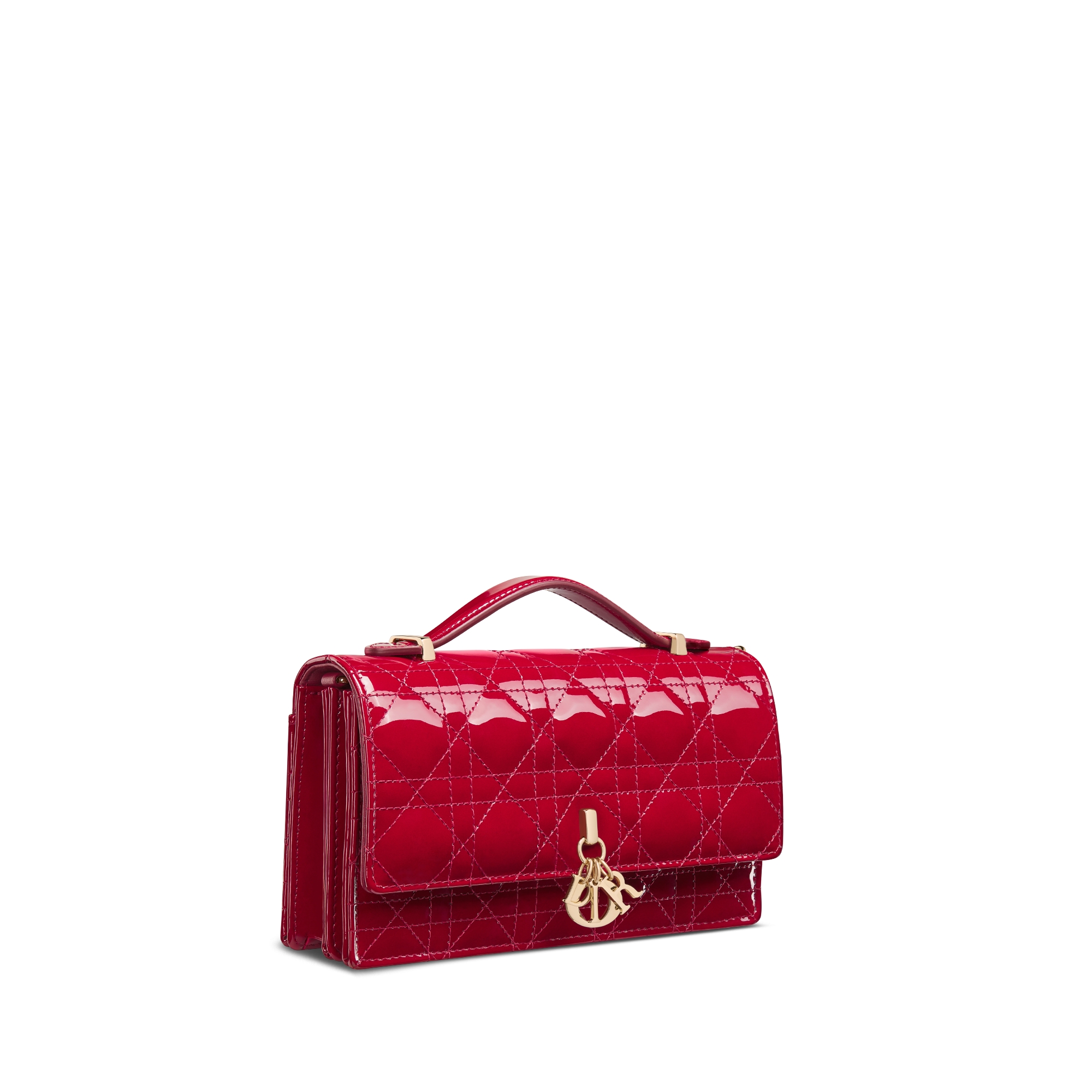 My Dior 미니 백 체리 레드 페이턴트 까나쥬 송아지 가죽 E03