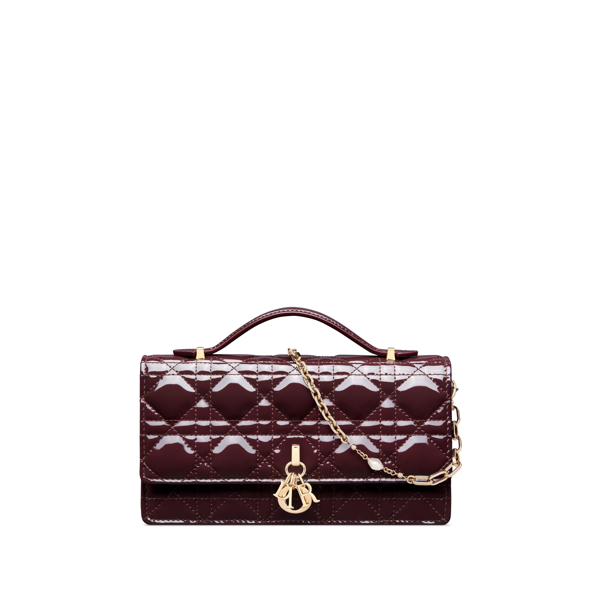 Mini sac My Dior Cuir de veau Cannage verni prune E01