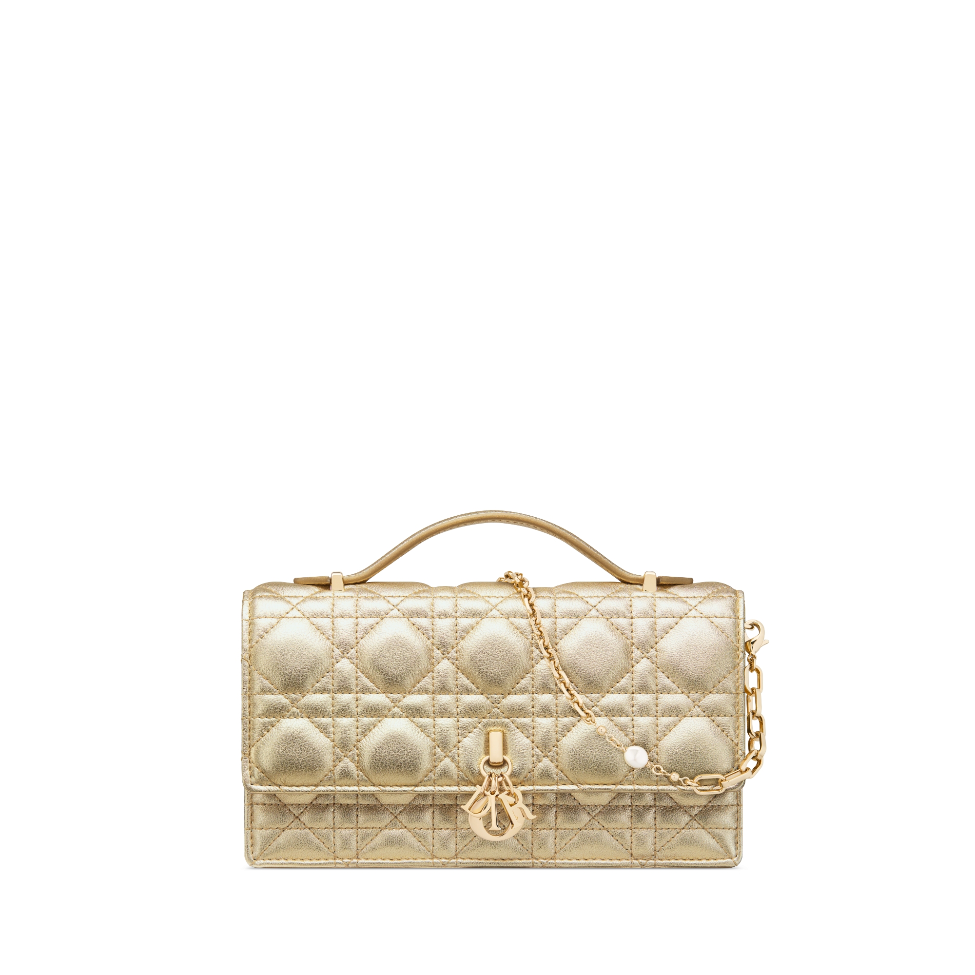 Mini sac My Dior Cuir de veau Cannage doré métallisé E01