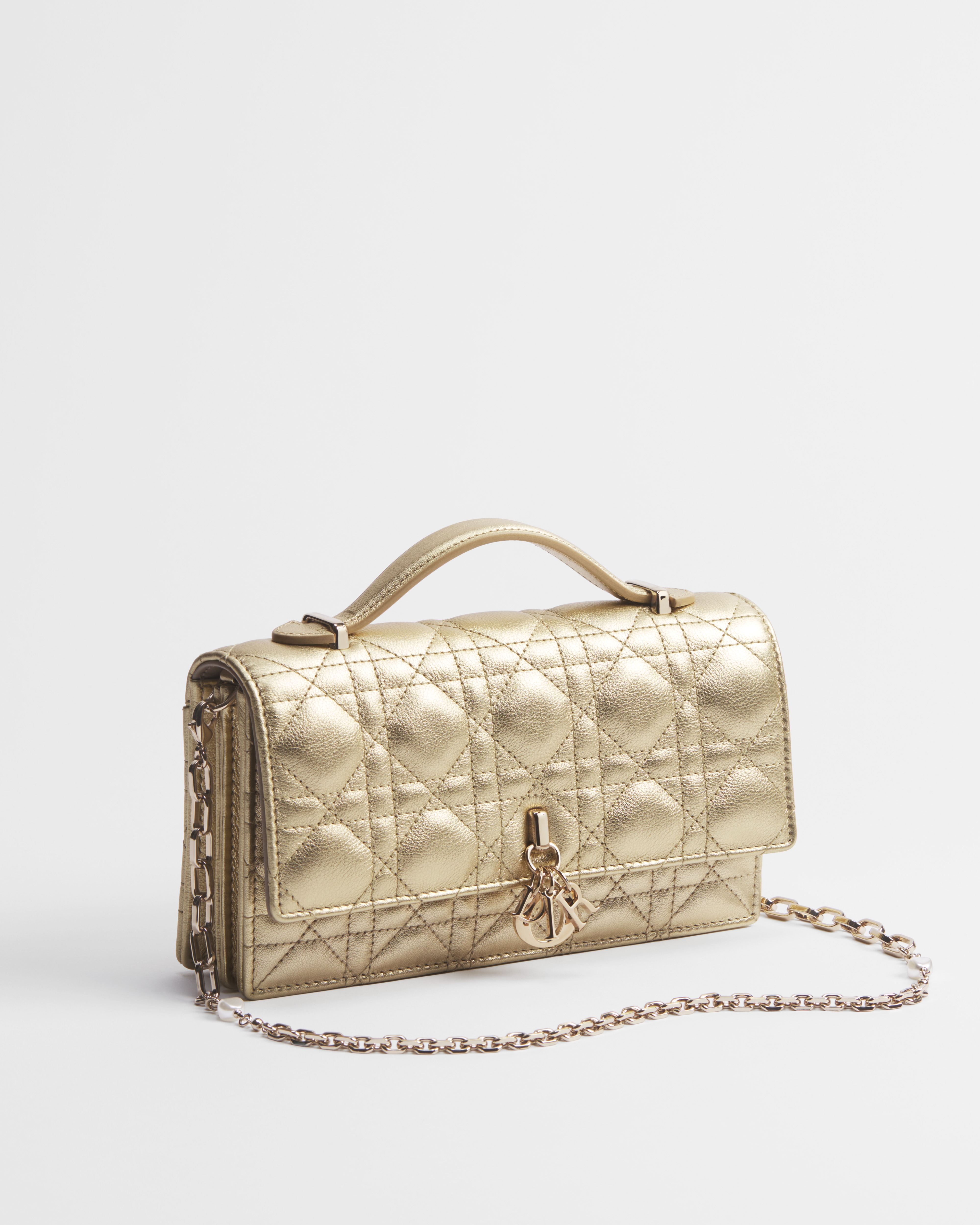 Mini sac My Dior Cuir de veau Cannage doré métallisé E03