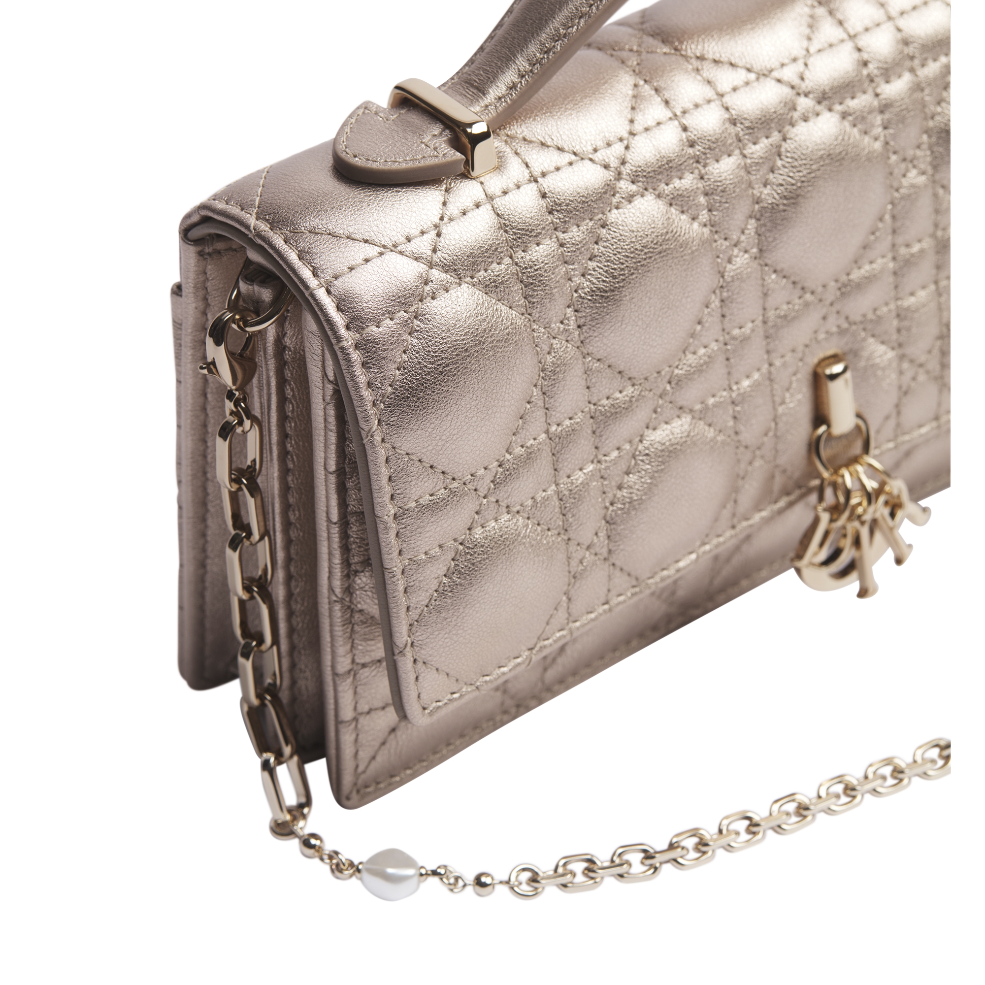 My Dior Mini Bag Metallic Pale Gold-Tone Cannage Calfskin E09