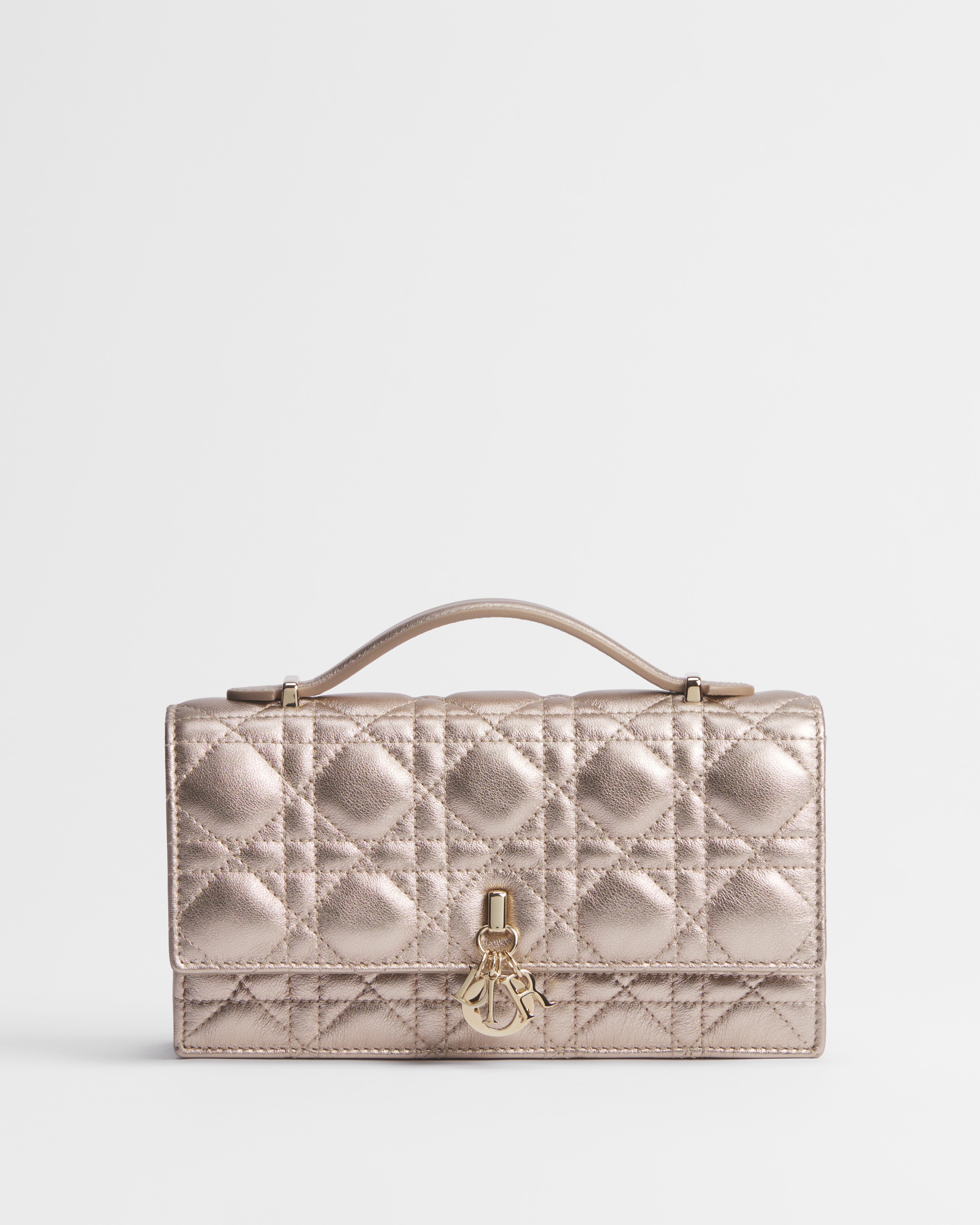 My Dior 迷你包 金屬淡金色 Cannage 籐格紋小牛皮 E01