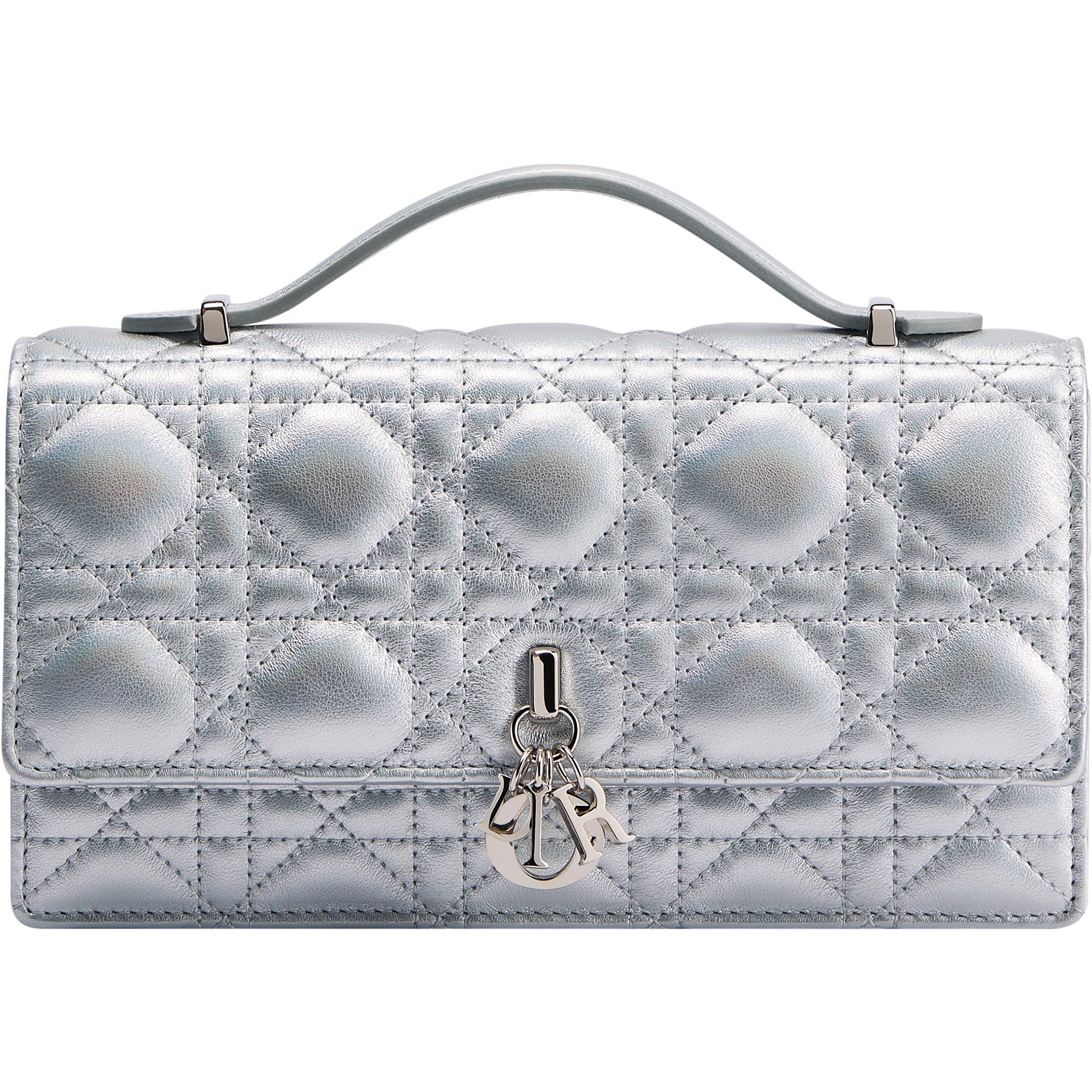 My Dior Mini Bag Iridescent Metallic Silver-Tone Cannage Lambskin E01