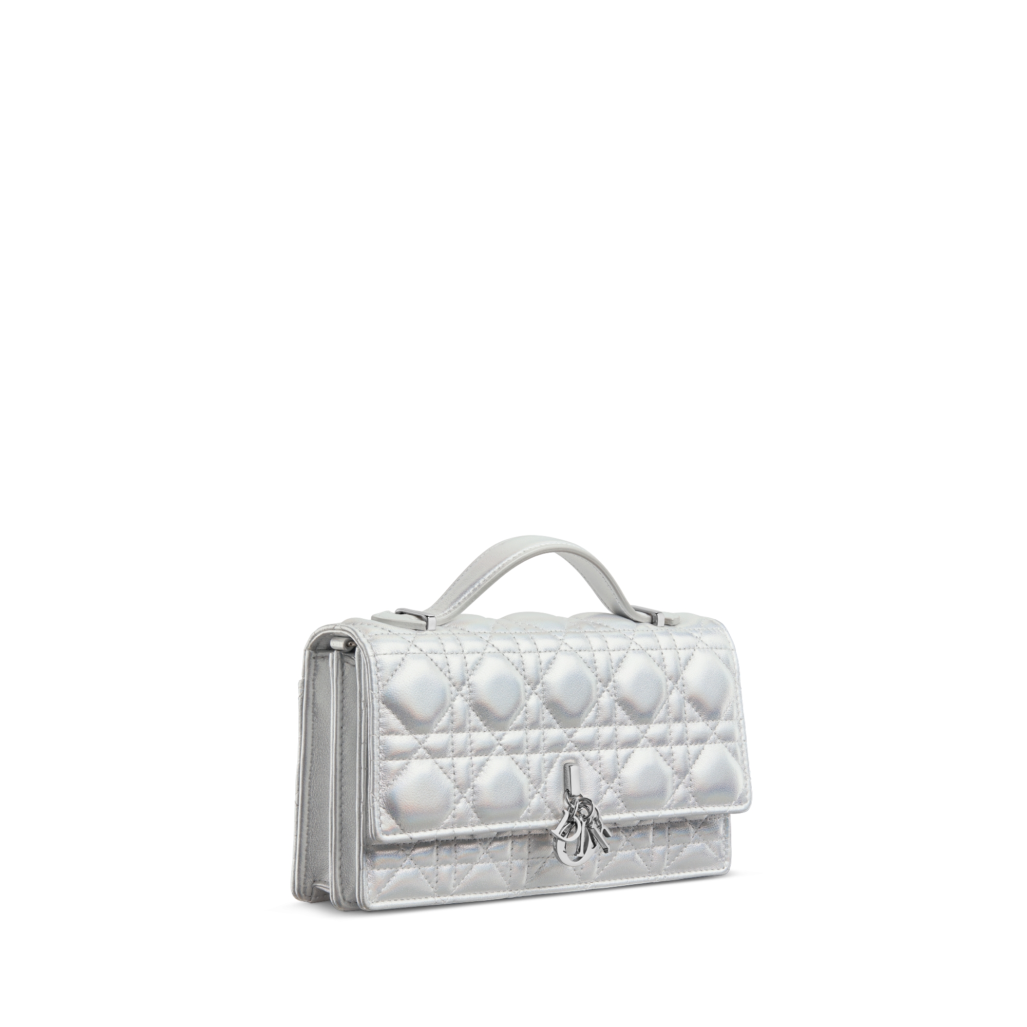 My Dior Mini Bag Iridescent Metallic Silver-Tone Cannage Lambskin E03