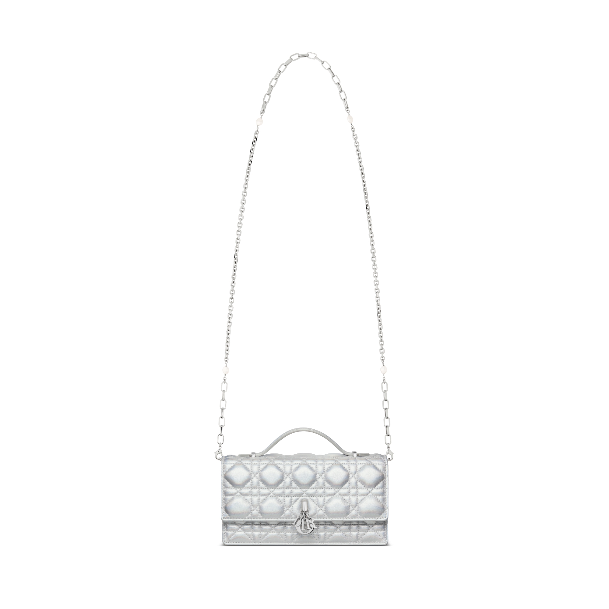 My Dior Mini Bag Iridescent Metallic Silver-Tone Cannage Lambskin E07