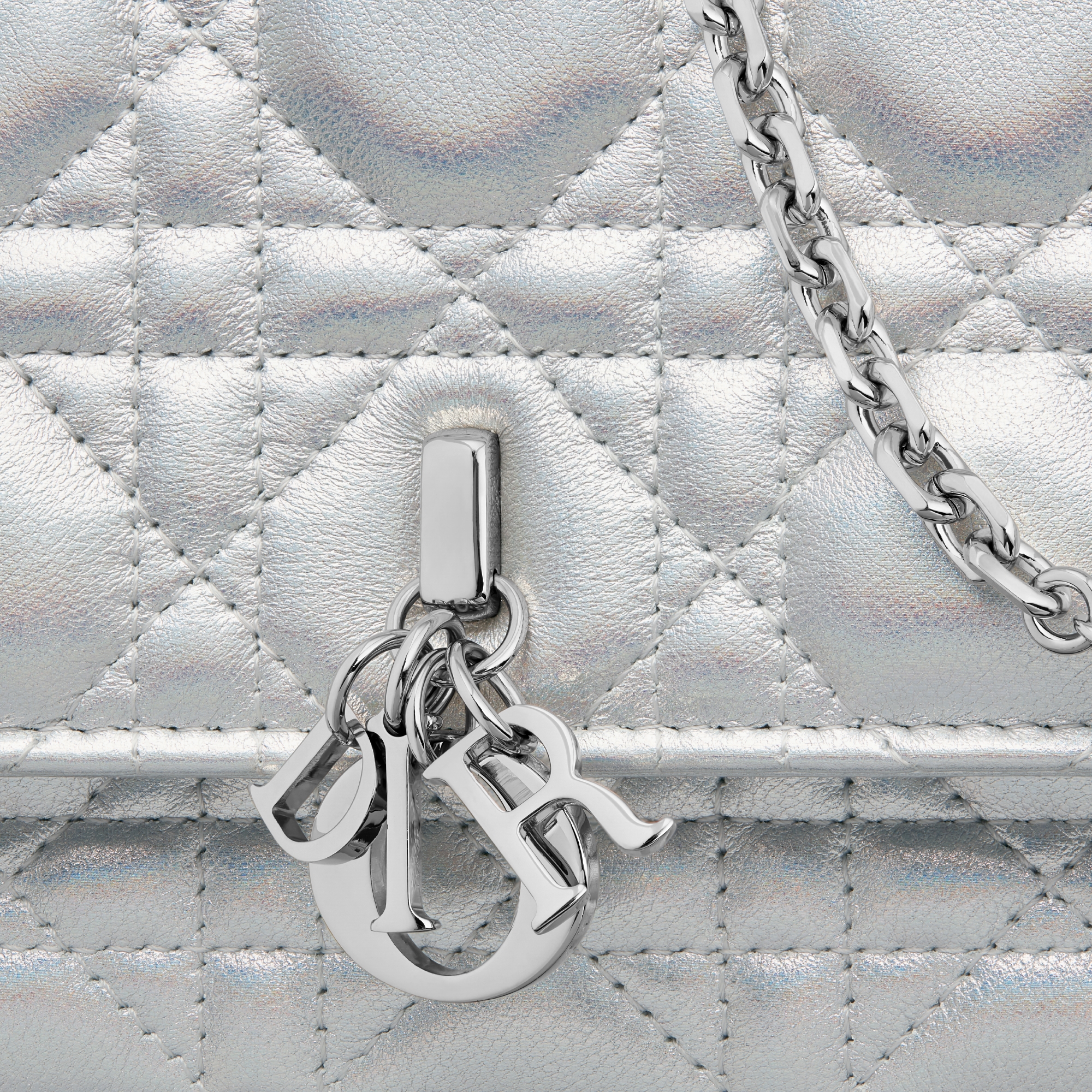 My Dior Mini Bag Iridescent Metallic Silver-Tone Cannage Lambskin E09