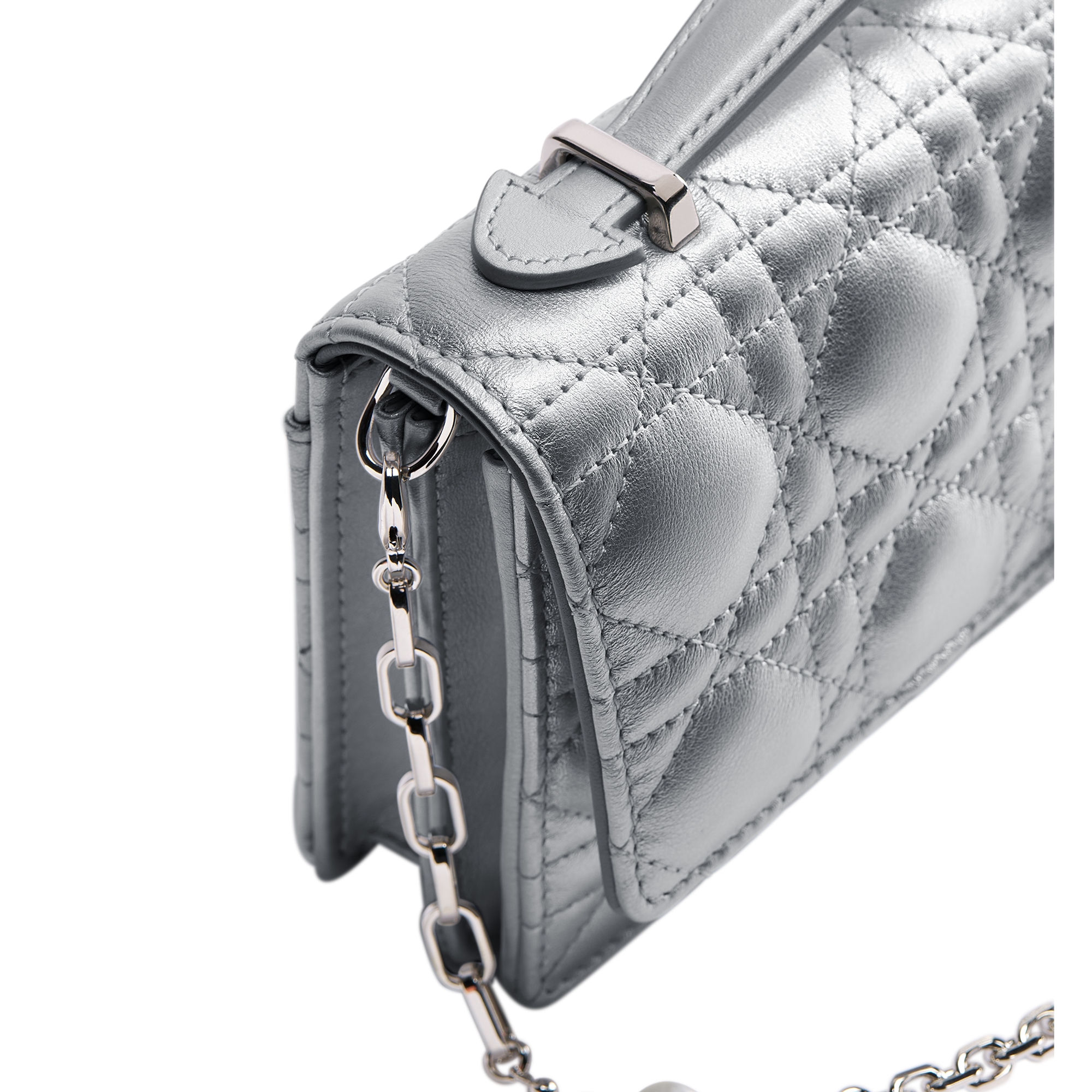 My Dior Mini Bag Iridescent Metallic Silver-Tone Cannage Lambskin E09
