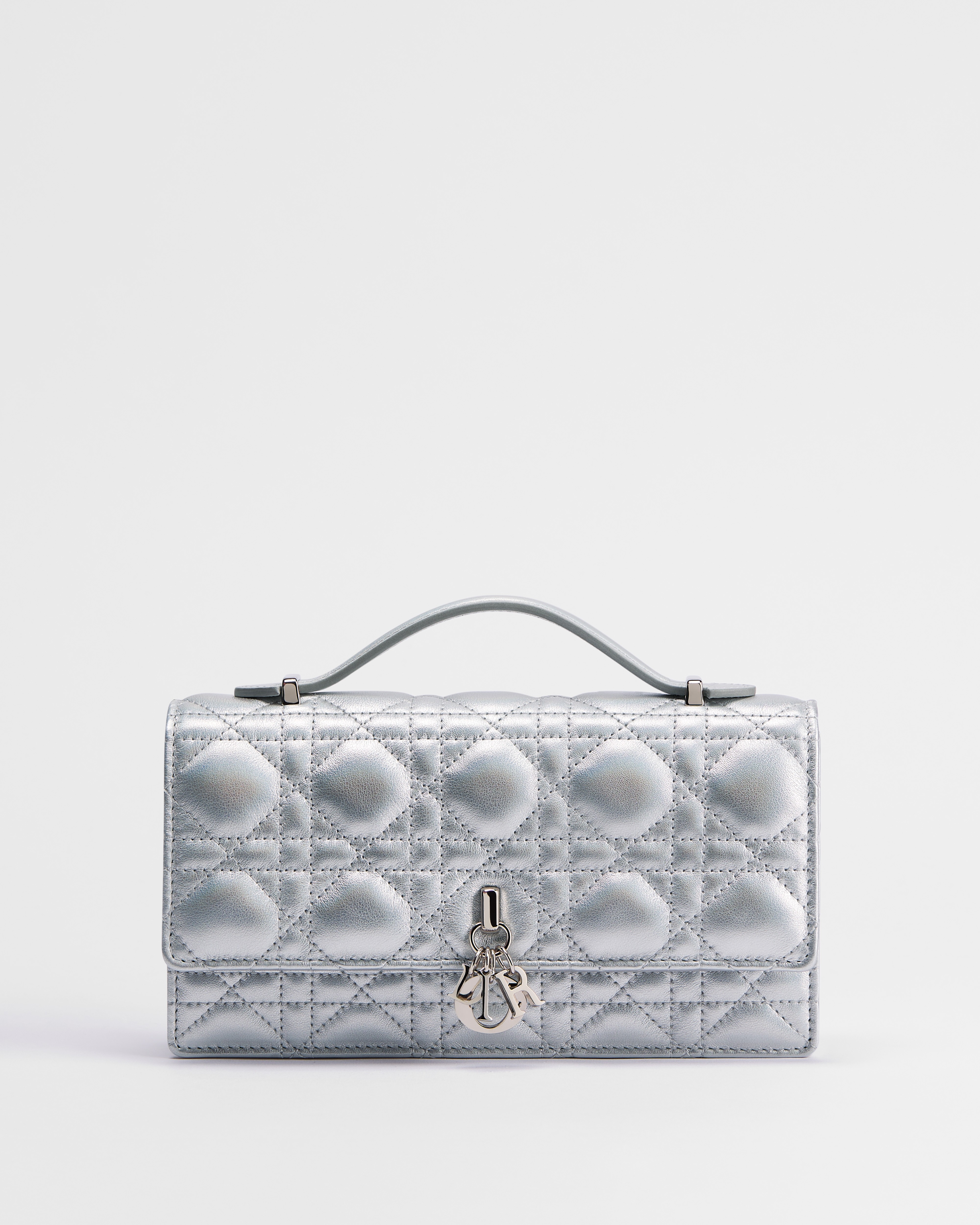 My Dior Minitasche Schimmerndes Cannage Lammleder in Metallic-Silber E01