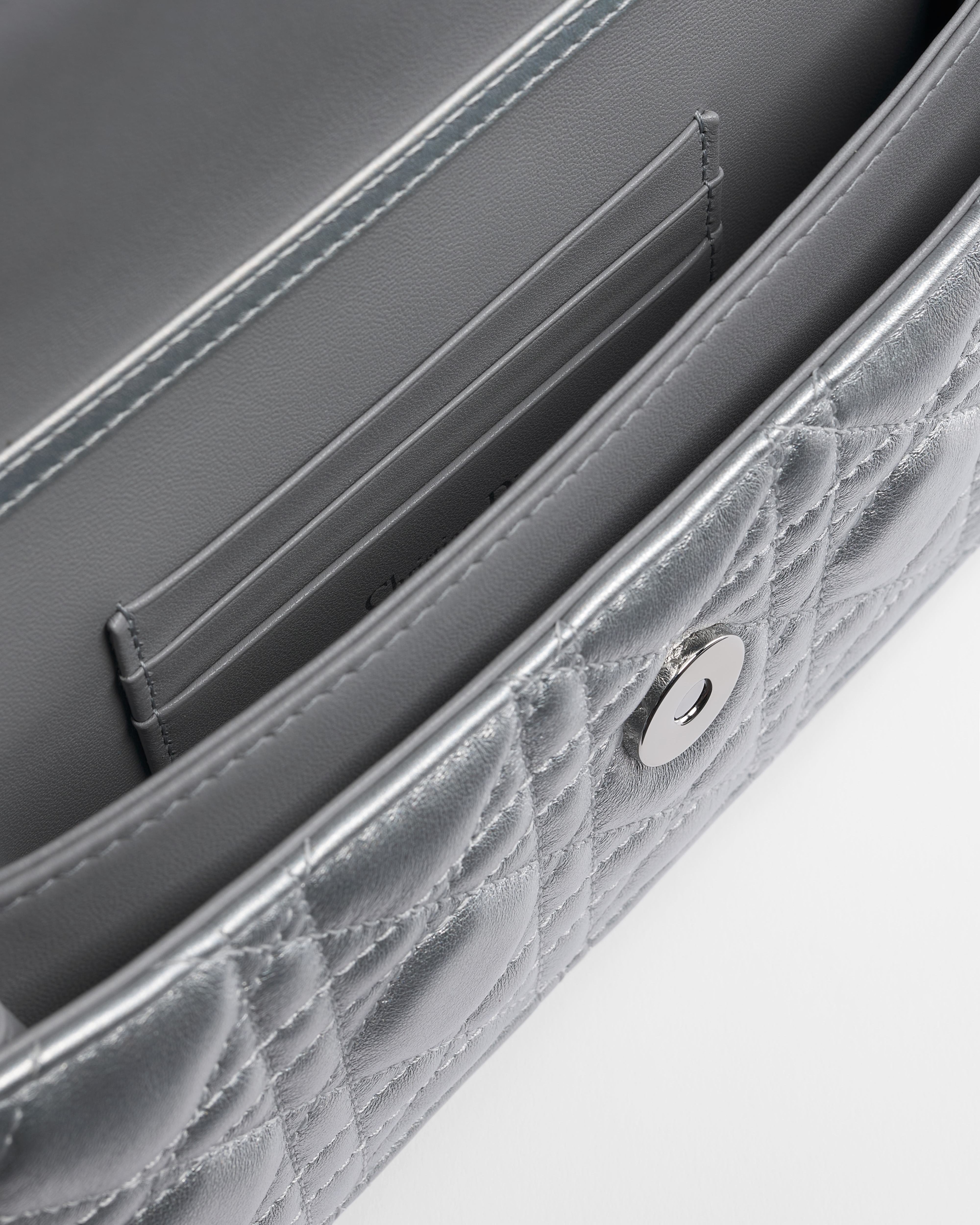 My Dior Minitasche Schimmerndes Cannage Lammleder in Metallic-Silber E06