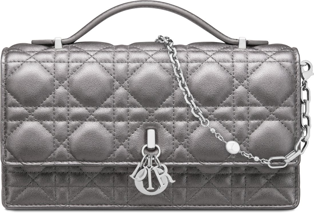 My Dior Mini Bag Metallic Silver Tone Cannage Calfskin DIOR
