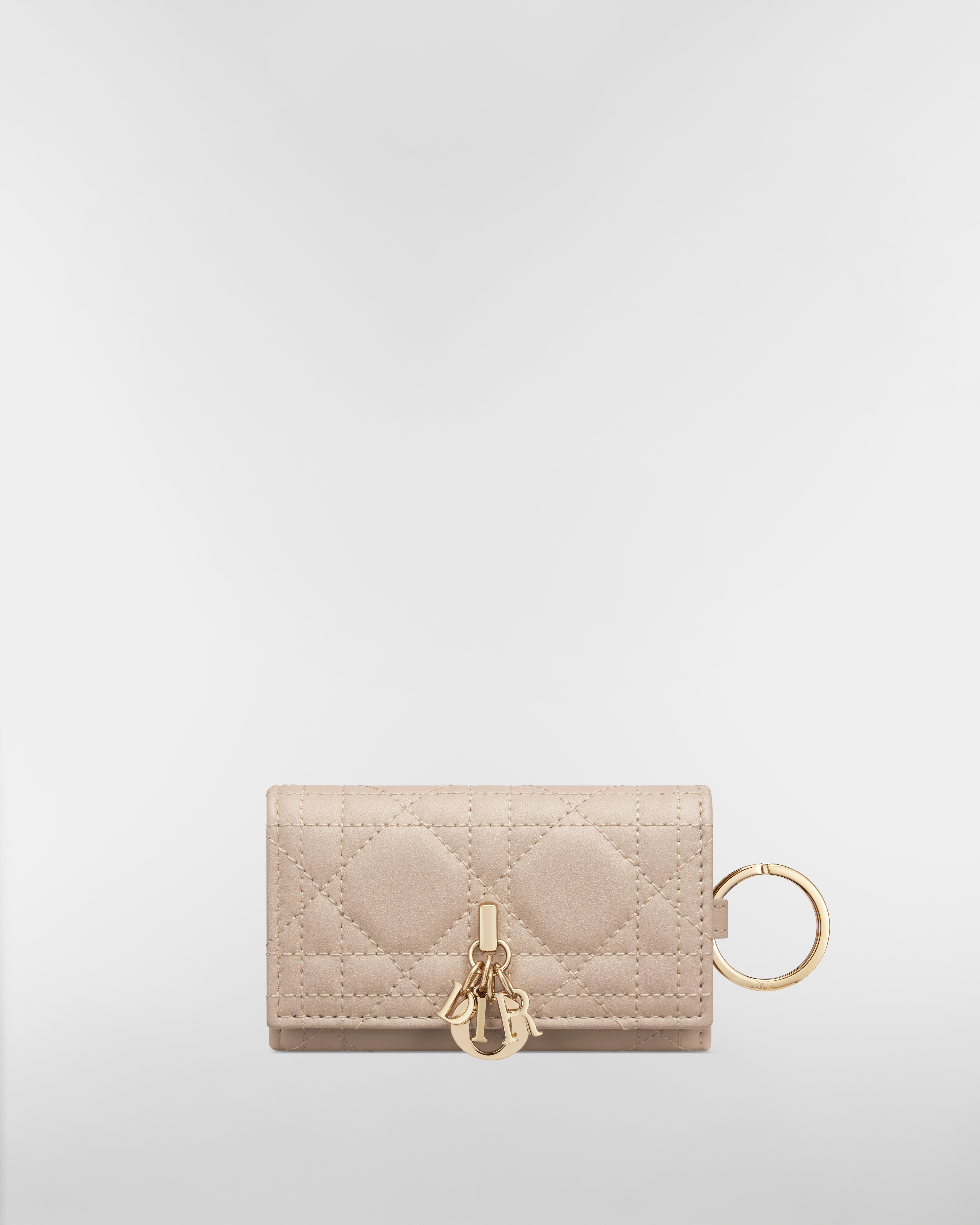 My Dior Aster 鎖匙包 粉米色 Cannage 藤格紋圖案羊皮 E01