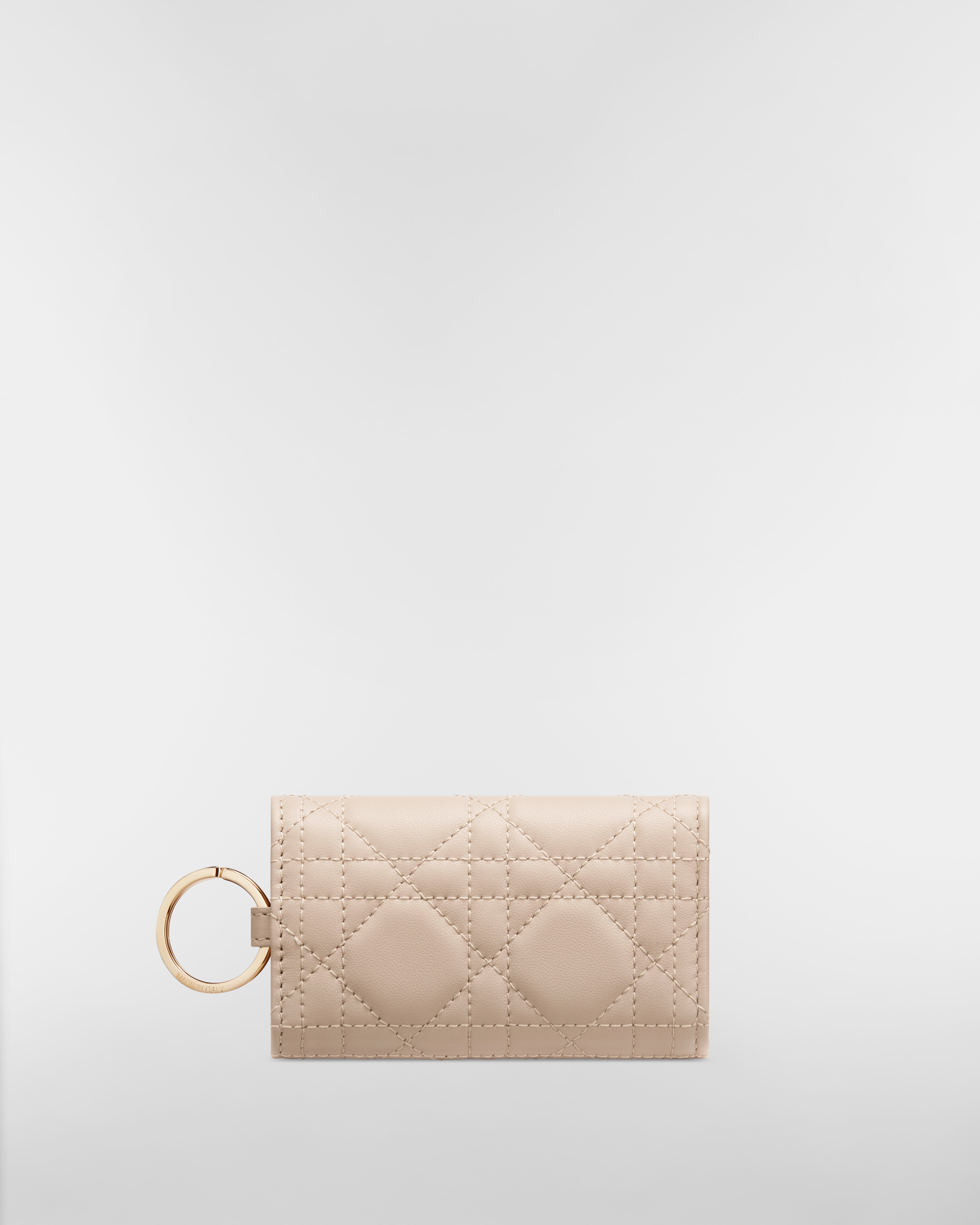 กระเป๋าใส่กุญแจ My Dior Aster หนังแกะลาย Cannage สีพาวเดอร์เบจ E08